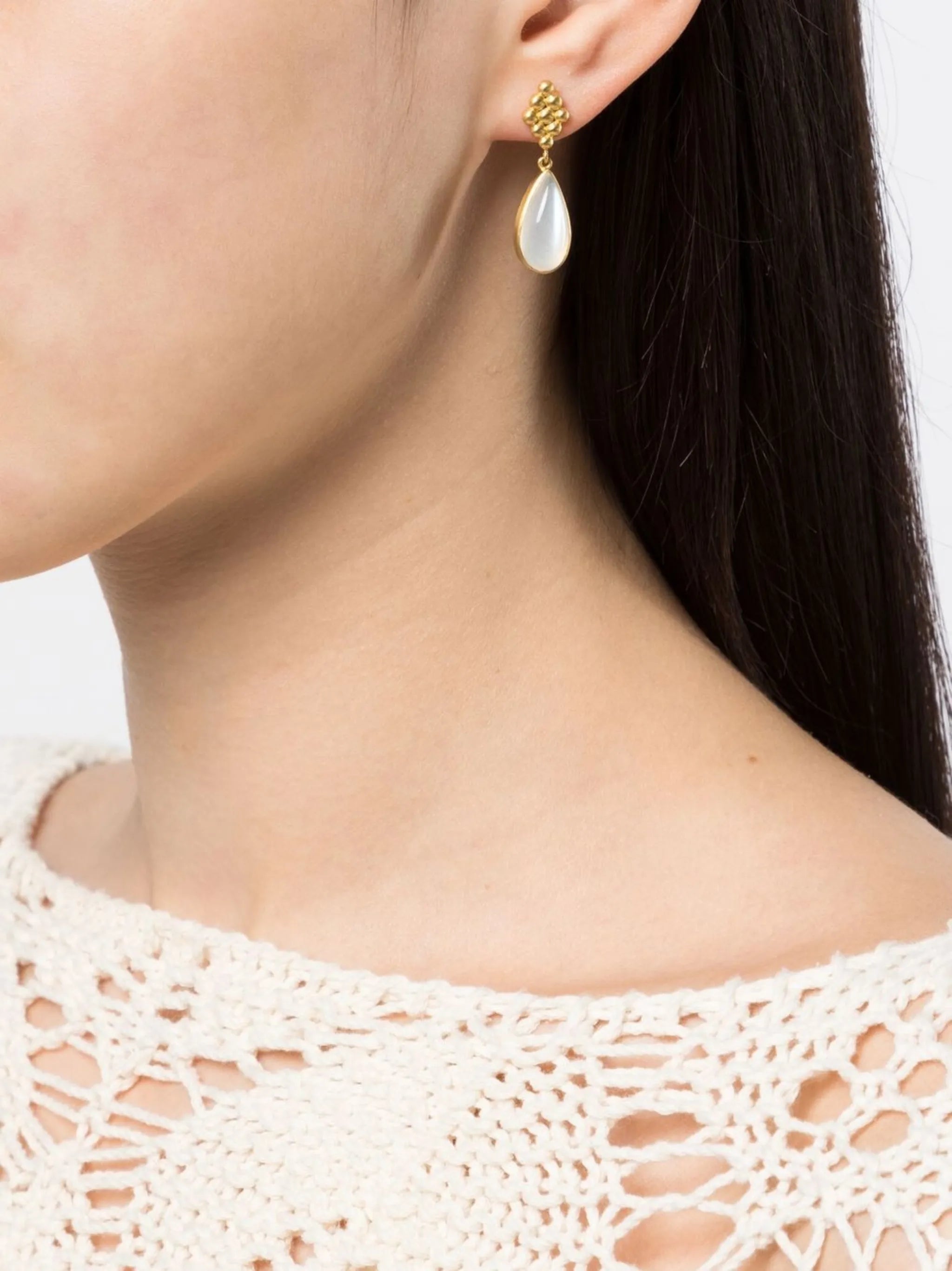 22kt yellow gold Nona large moonstone drop earrings
