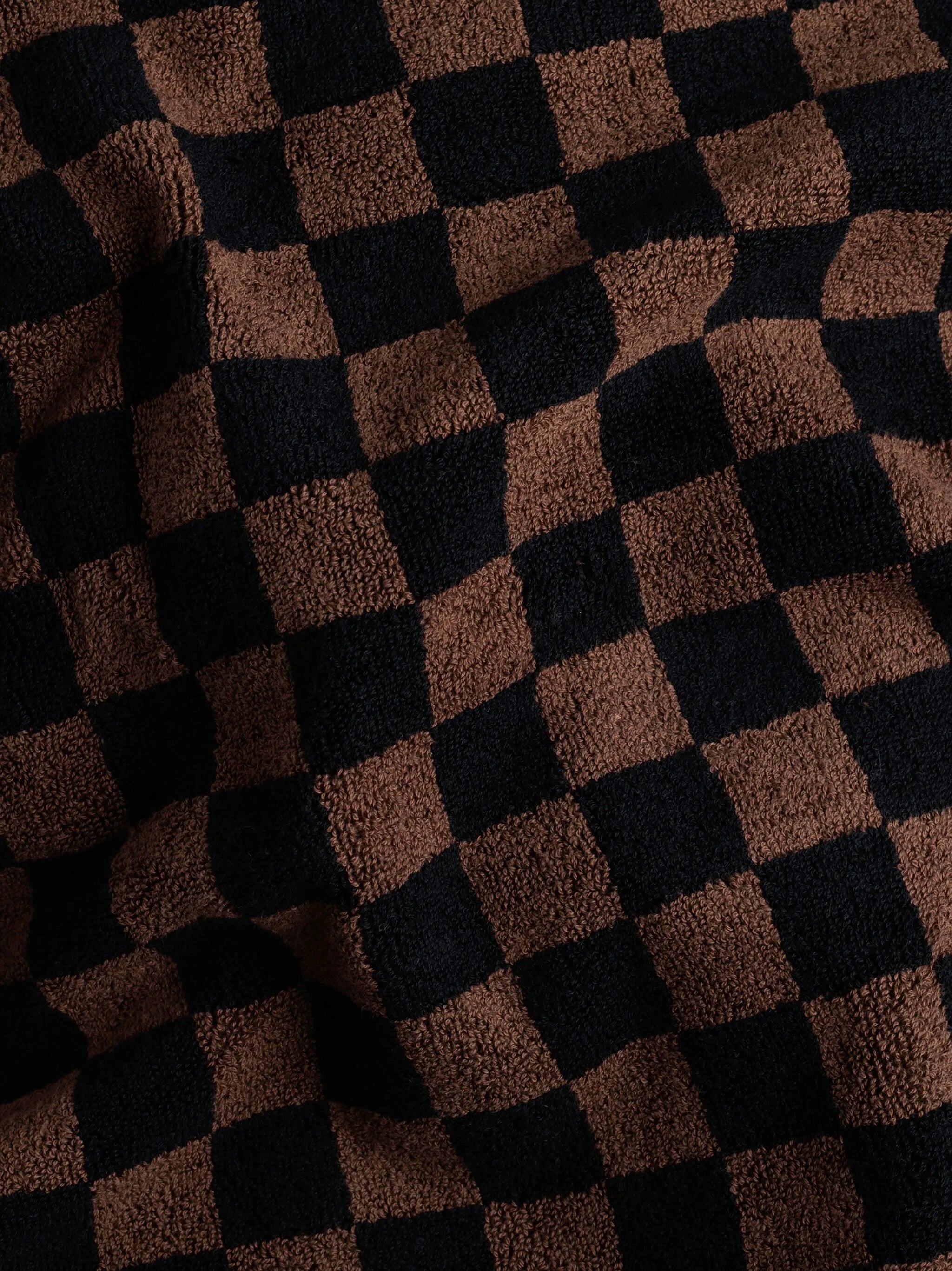checkerboard-print organic cotton towel set