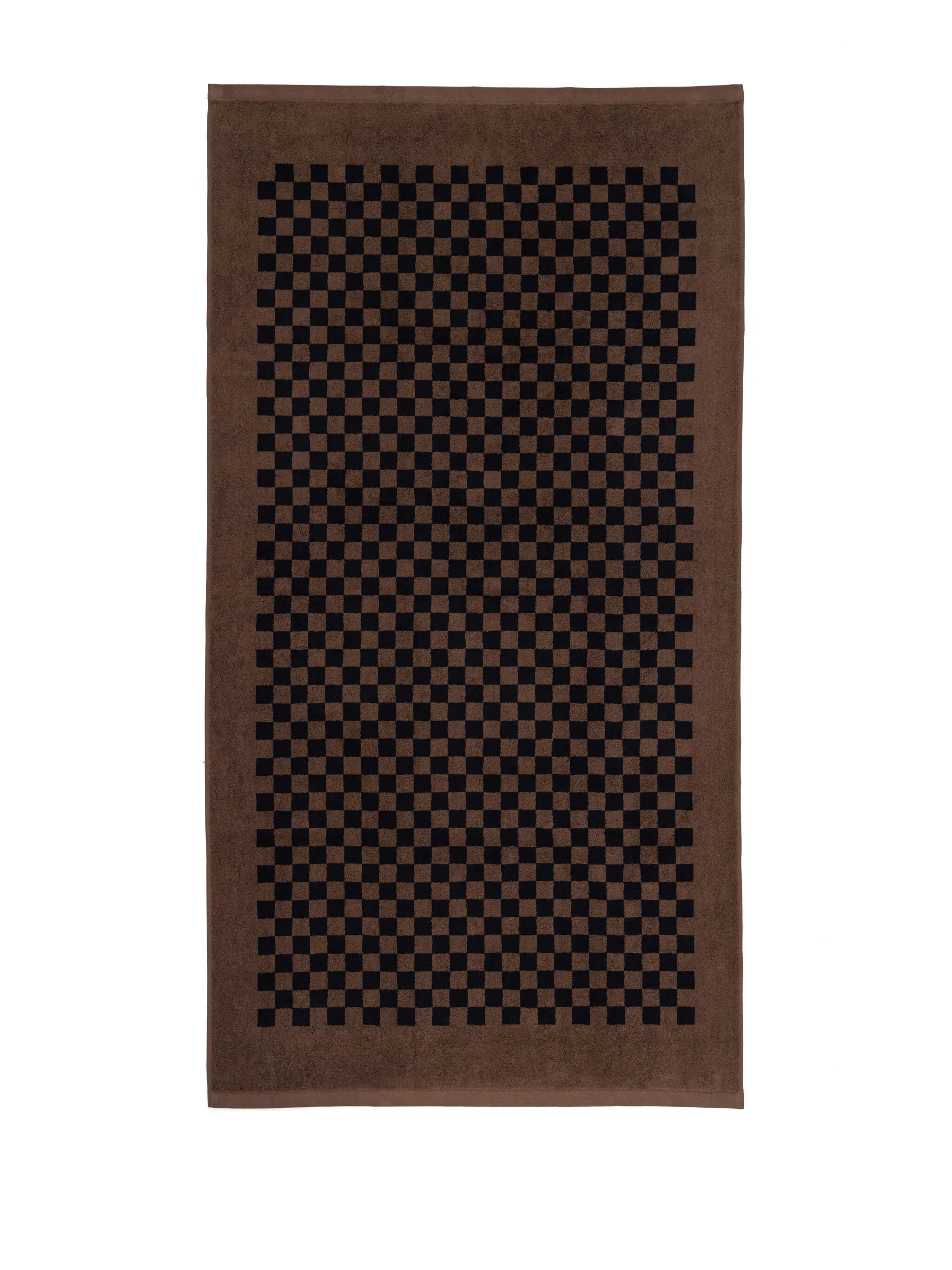 checkerboard-print organic cotton towel set