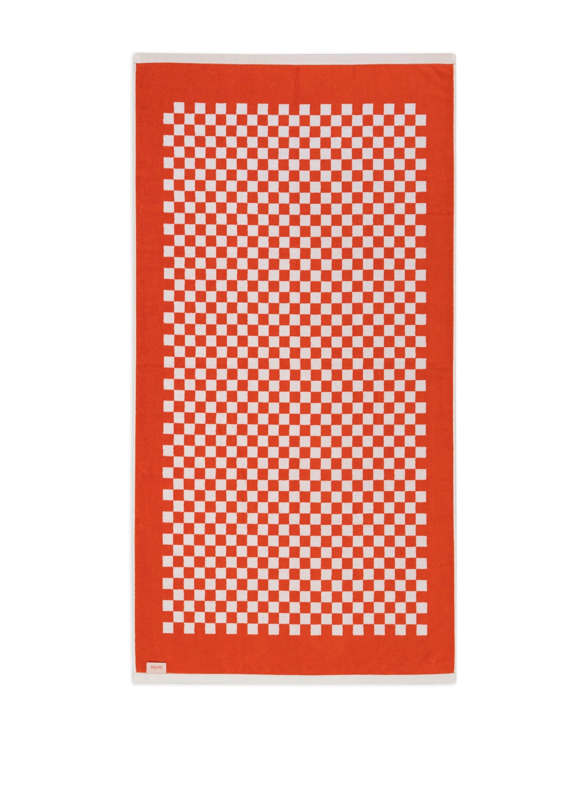 checkerboard-print organic cotton towel set