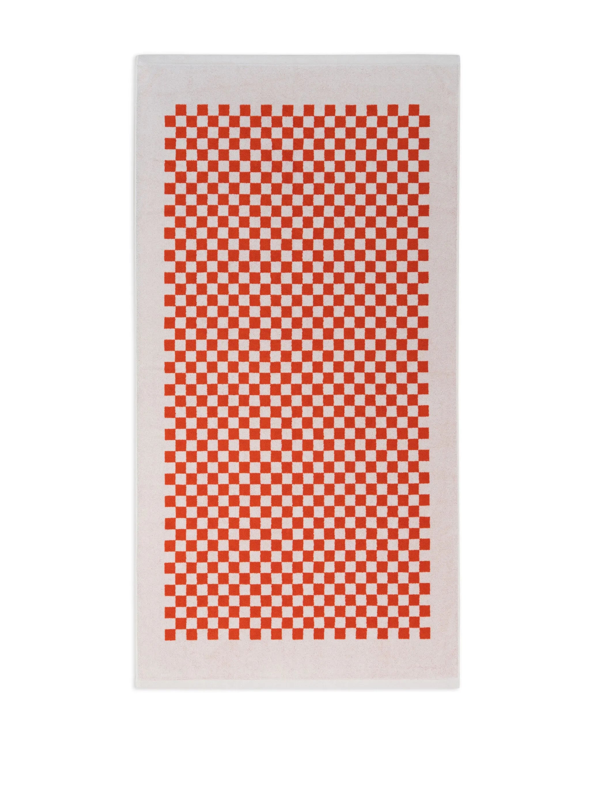 checkerboard-print organic cotton towel set