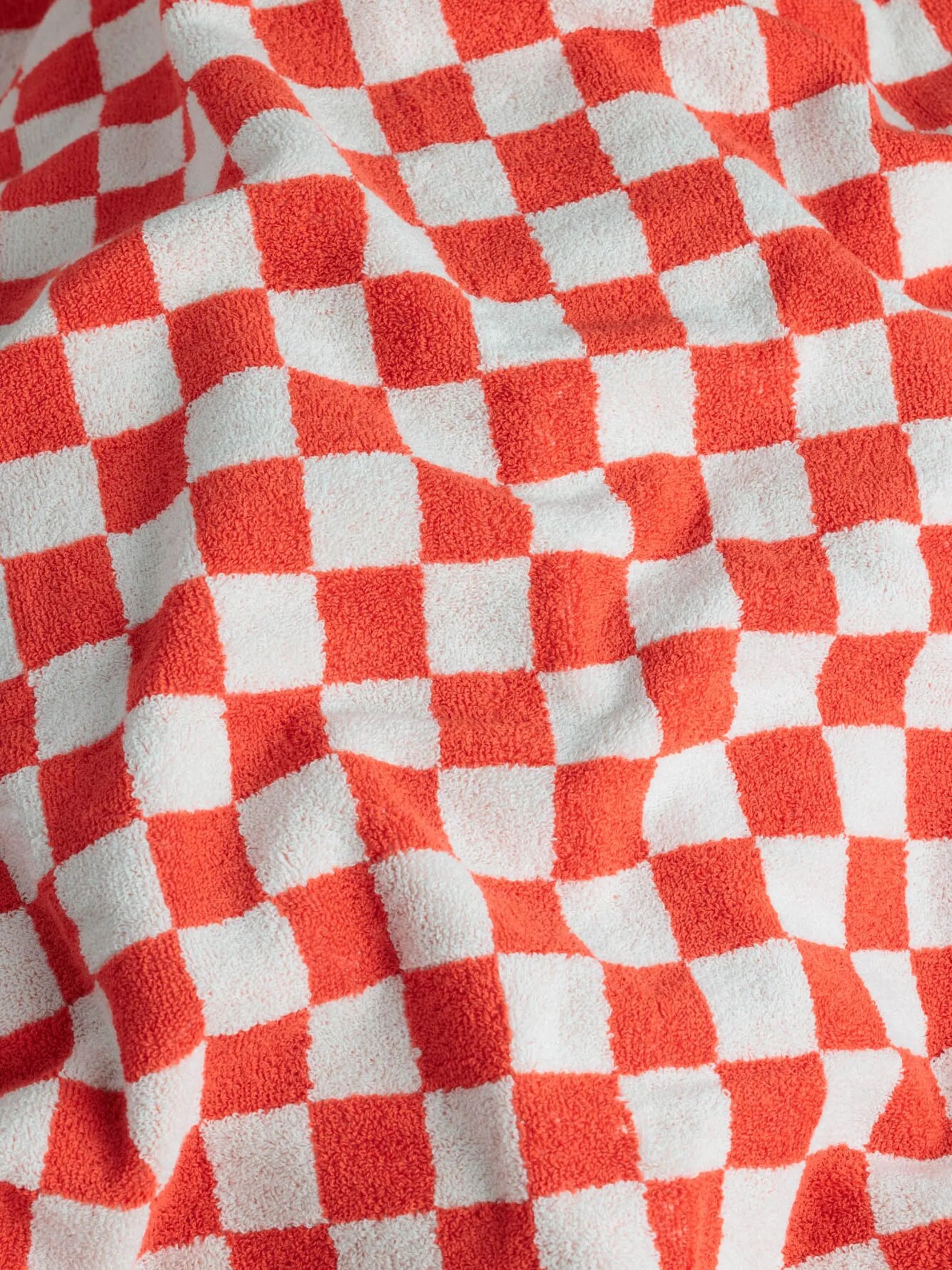 checkerboard-print organic cotton towel set