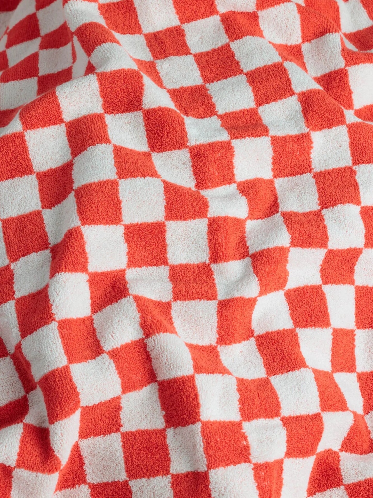 checkerboard-print organic cotton towel set