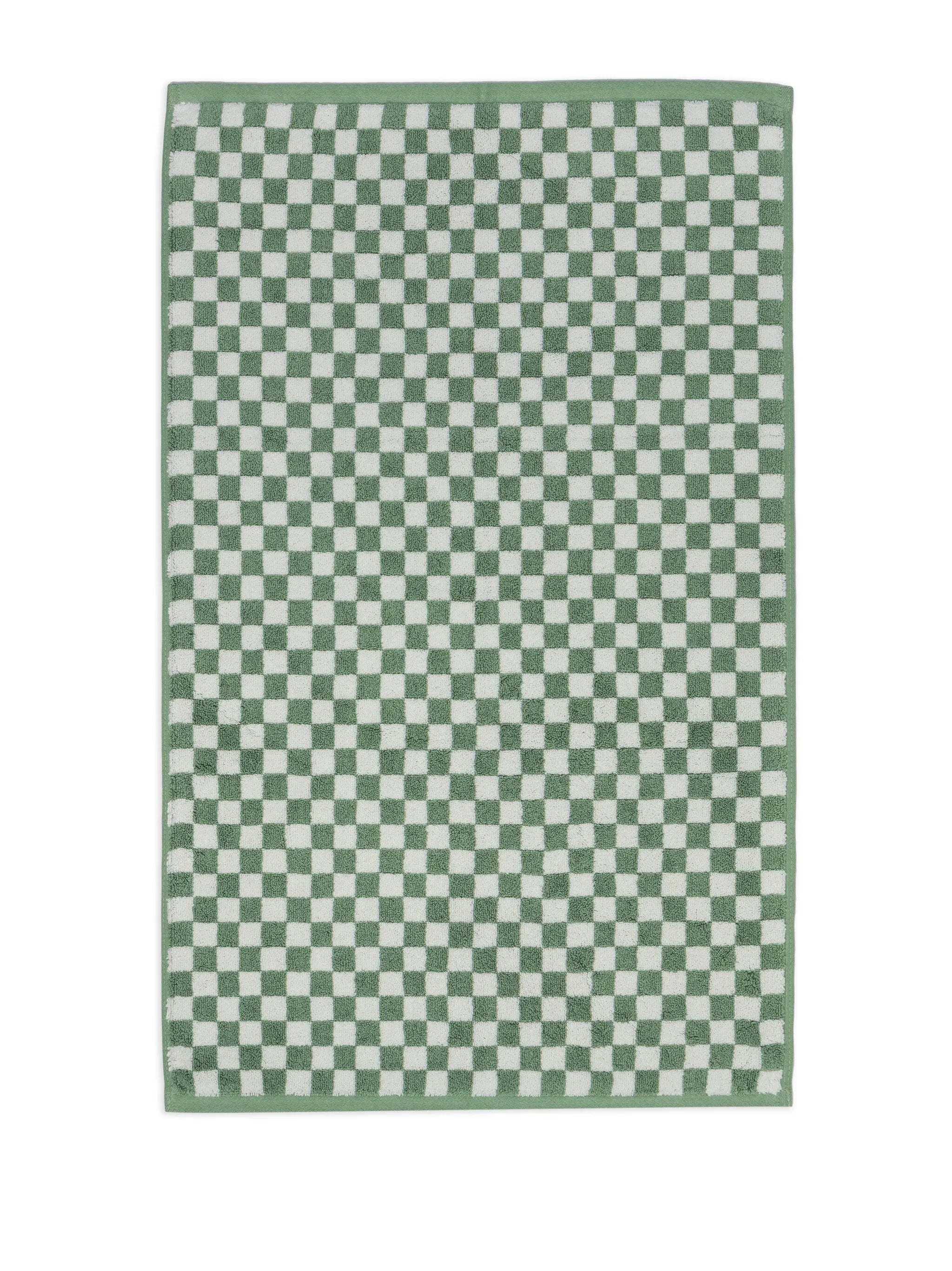 checkerboard-print organic cotton towel set