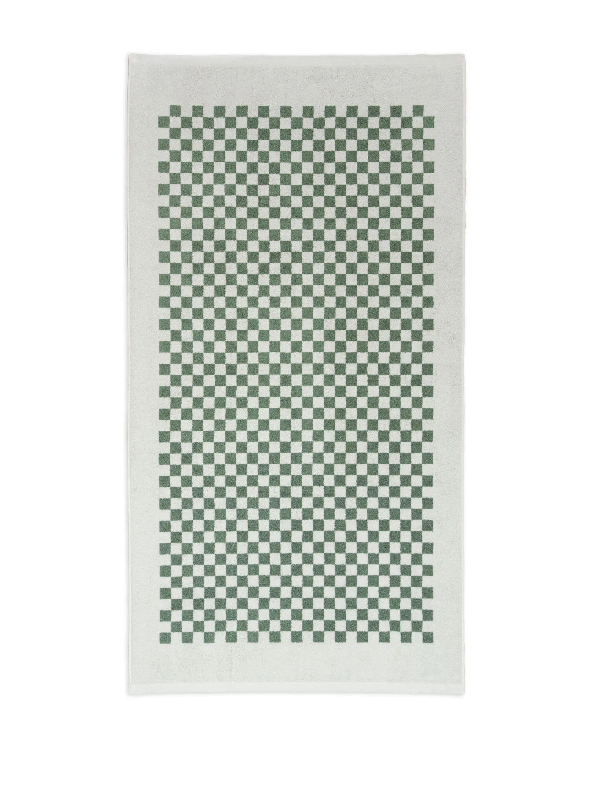 checkerboard-print organic cotton towel set