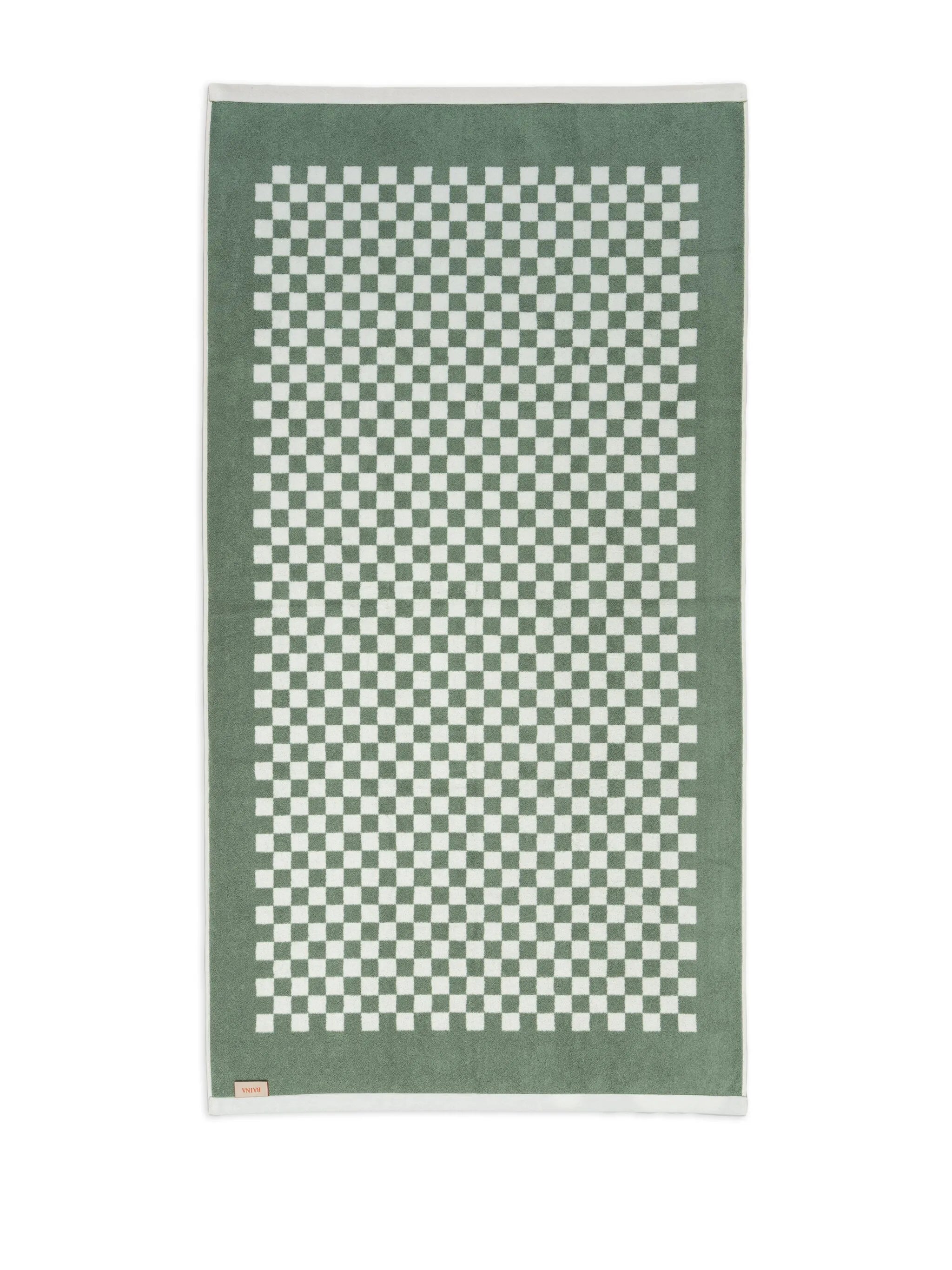 checkerboard-print organic cotton towel set