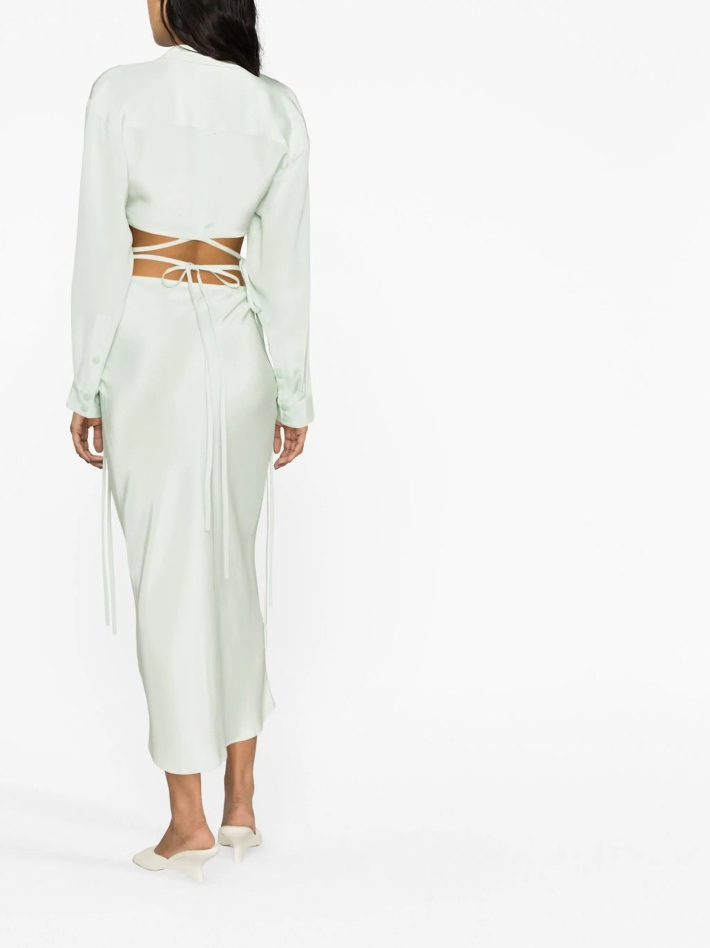 tie-fastening silk shirt