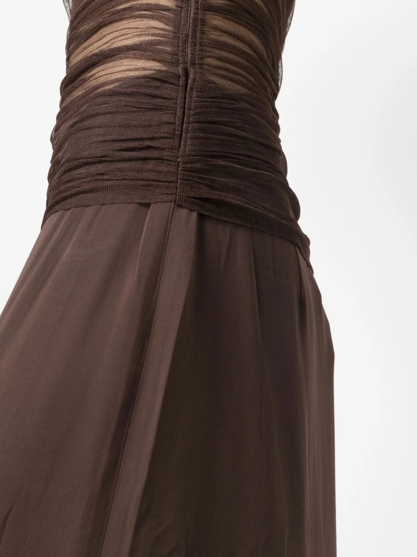 sheer draped silk gown