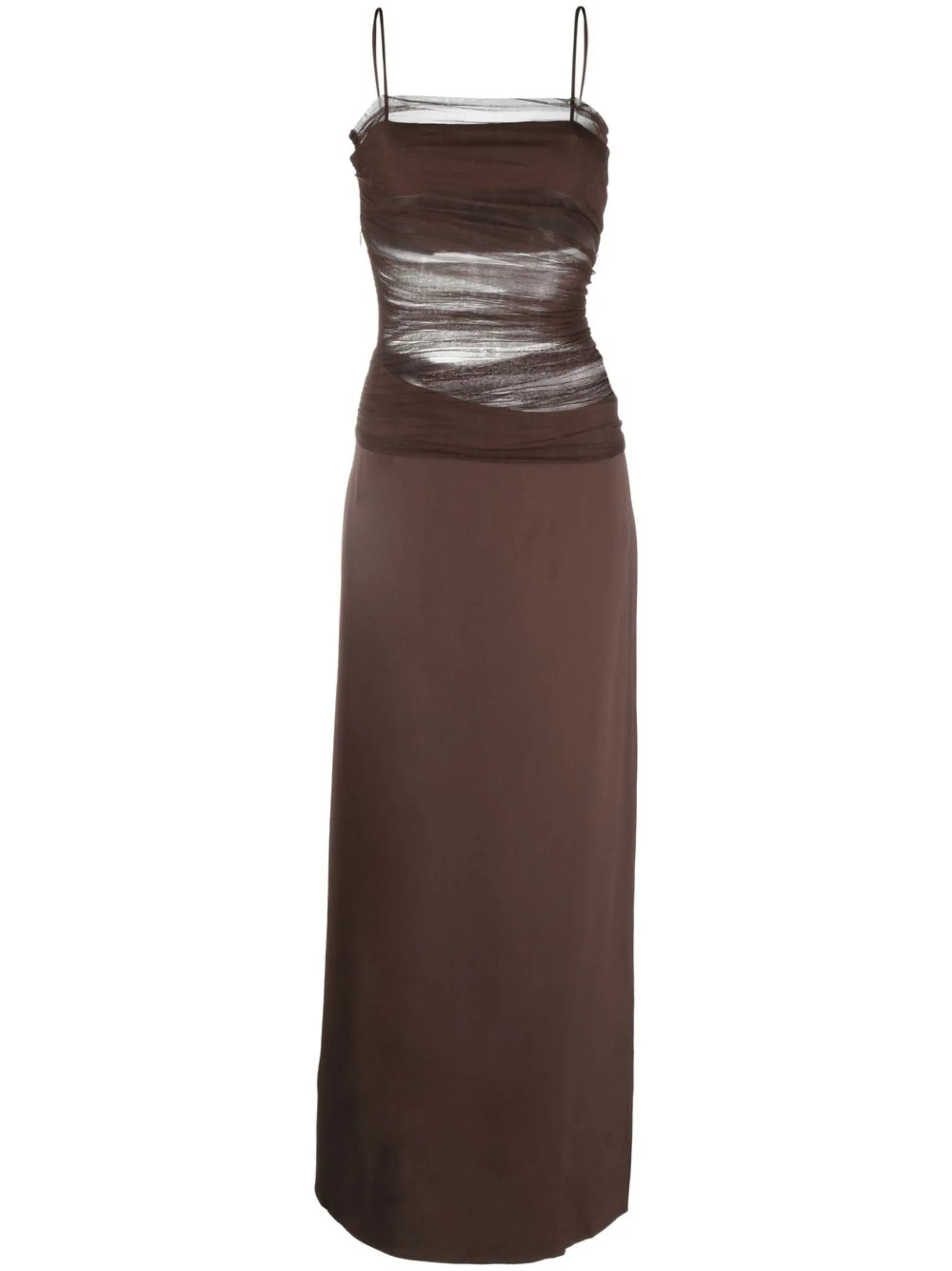 sheer draped silk gown