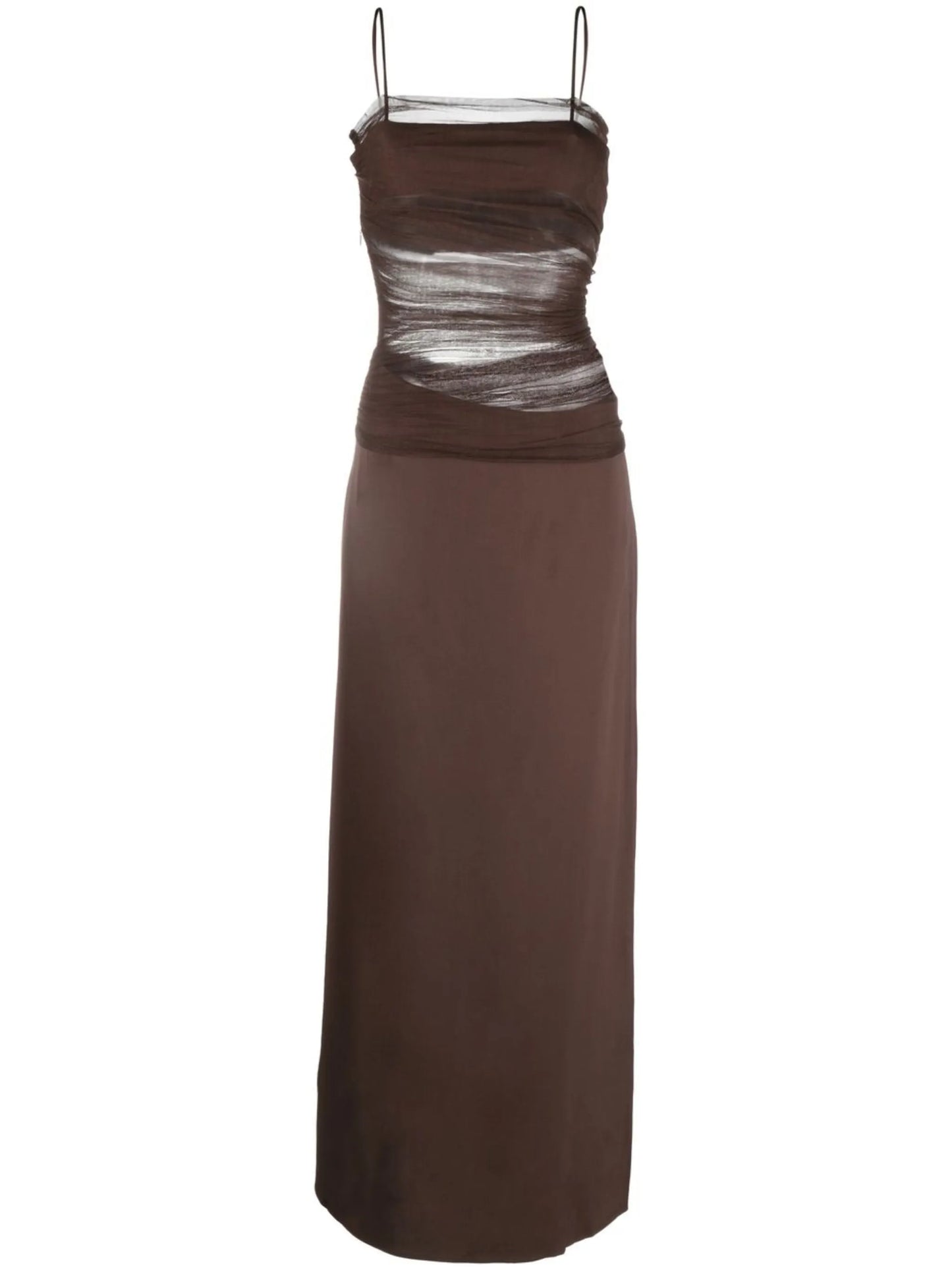 sheer draped silk gown