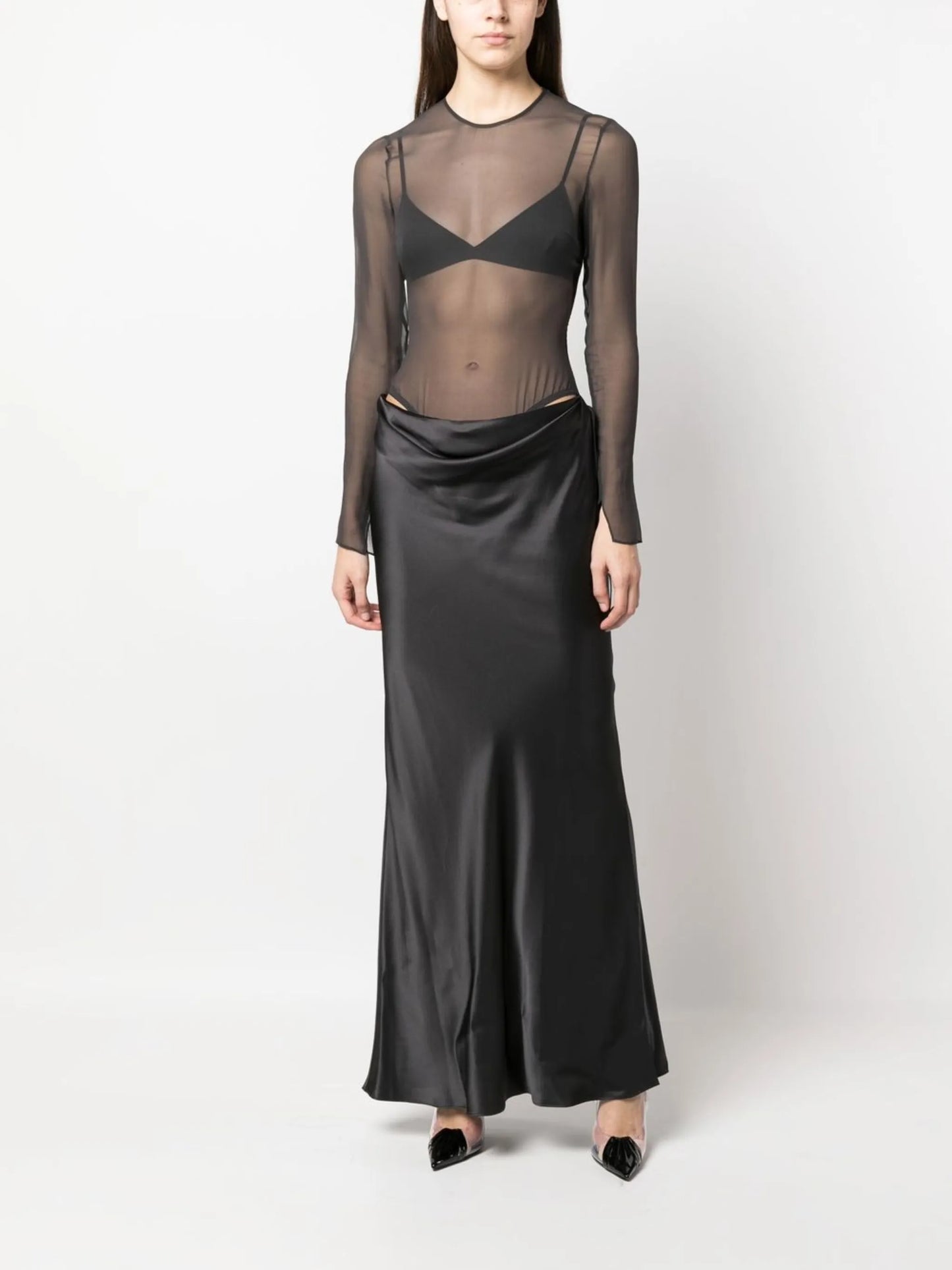 sheer torso floor-length dress