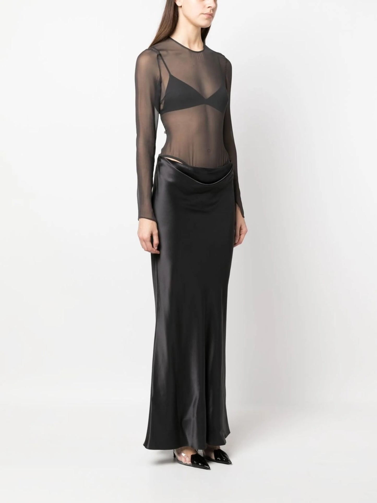 sheer torso floor-length dress