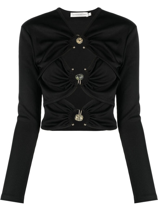 cut-out detail long-sleeve top