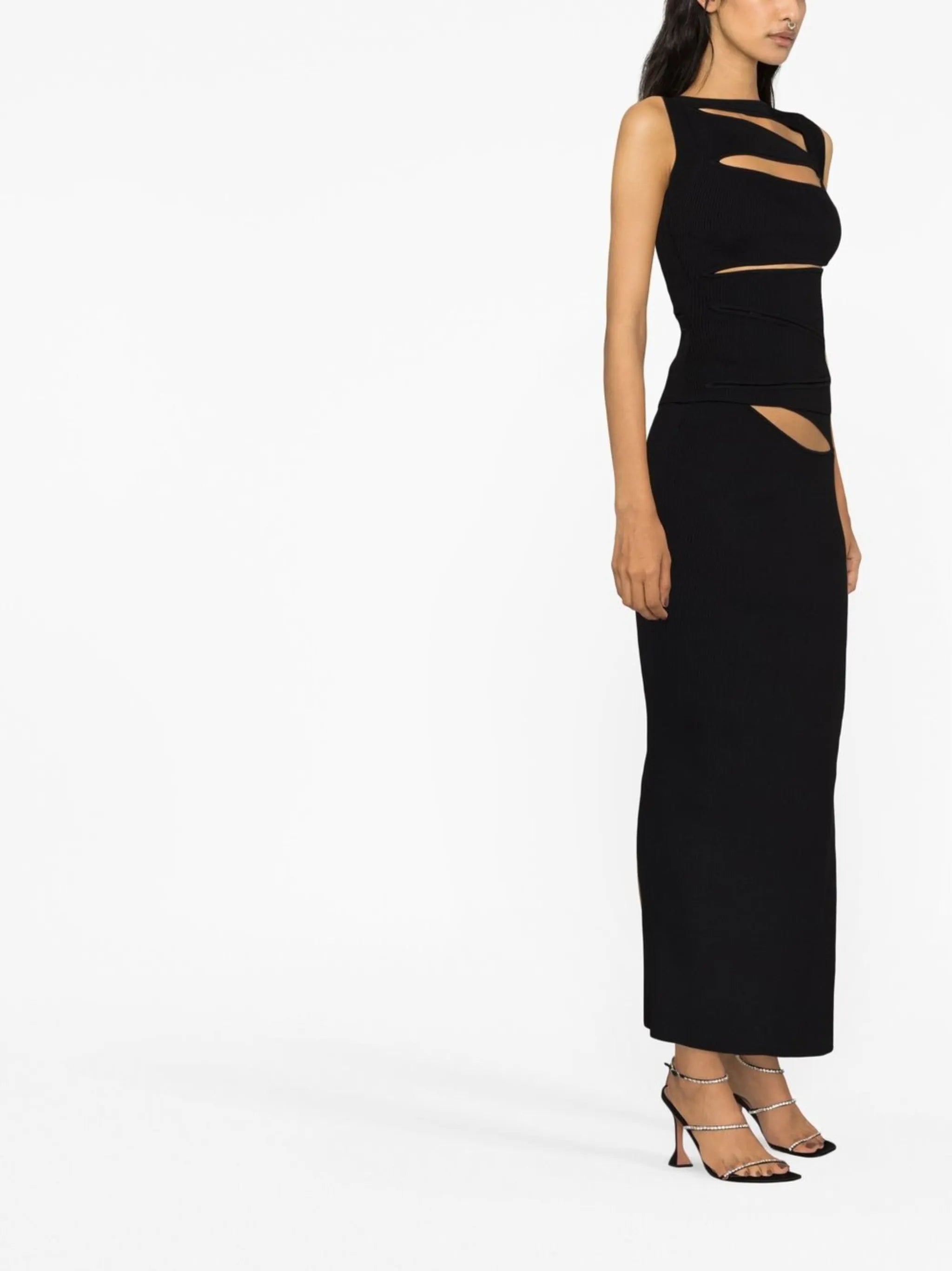 high-waisted slit-detail skirt