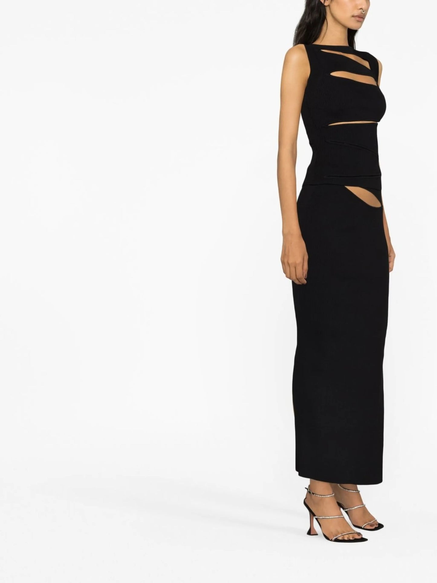 high-waisted slit-detail skirt