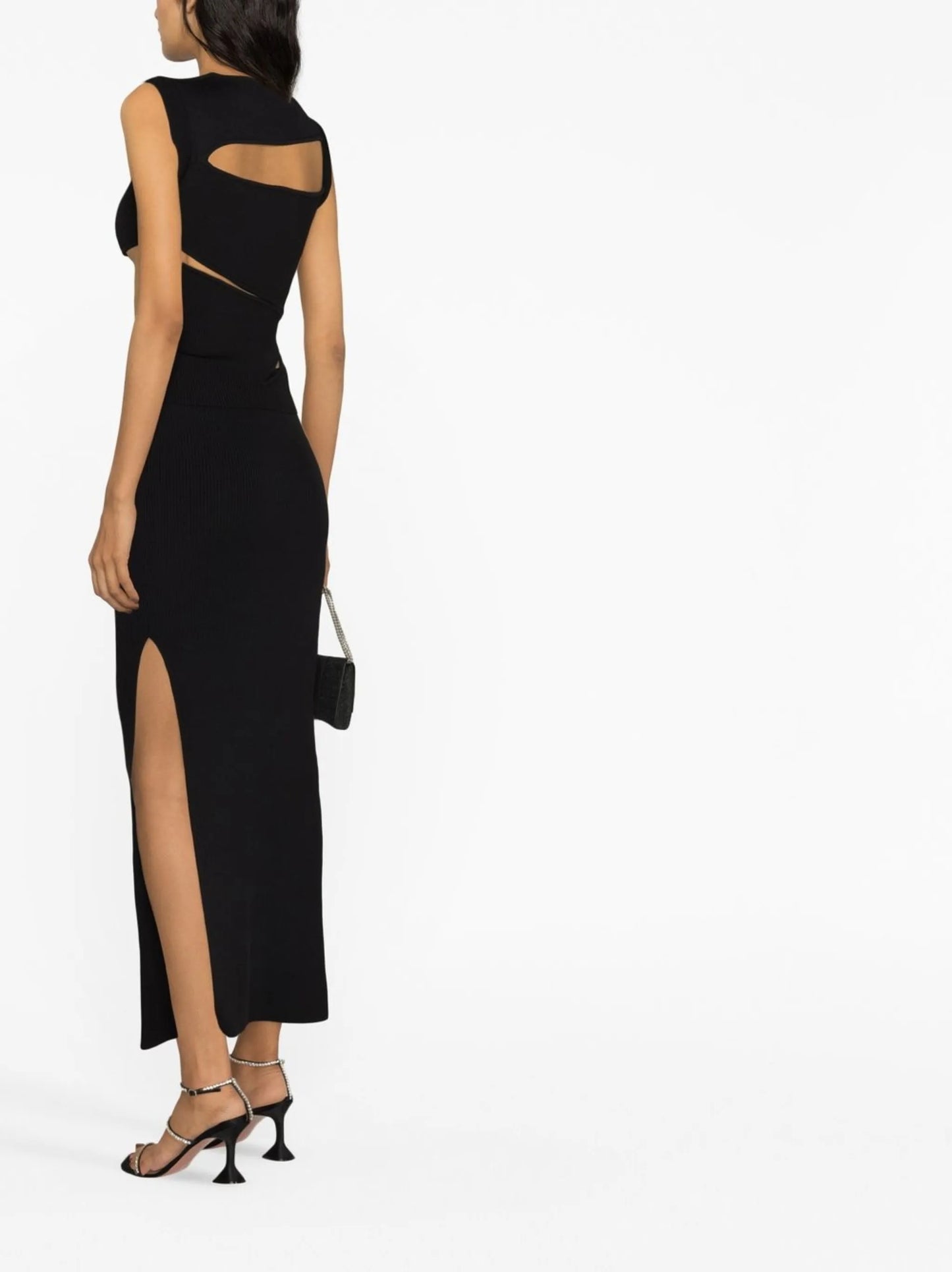 high-waisted slit-detail skirt