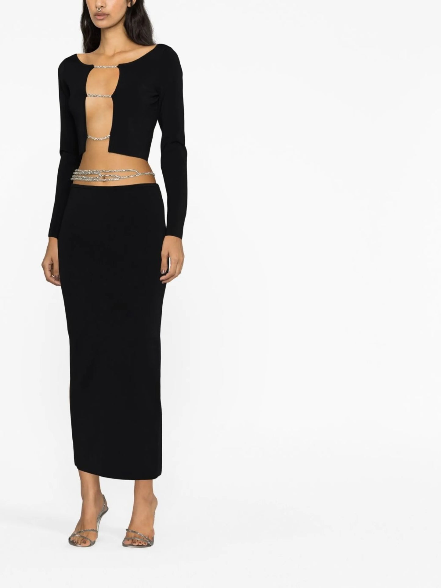 crystal-embellished strap-detail top