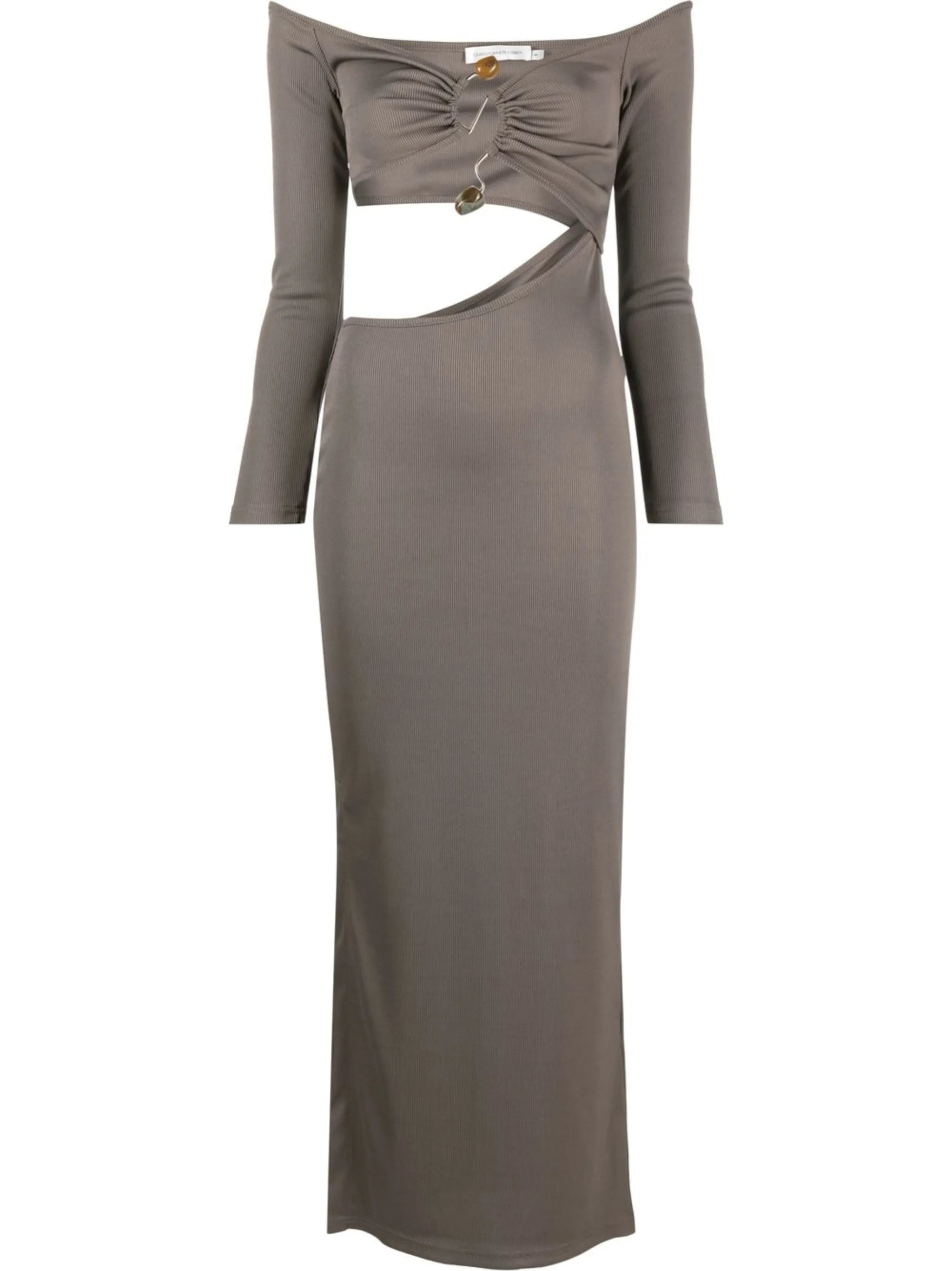 Distorted Quartz off-shoulder dress