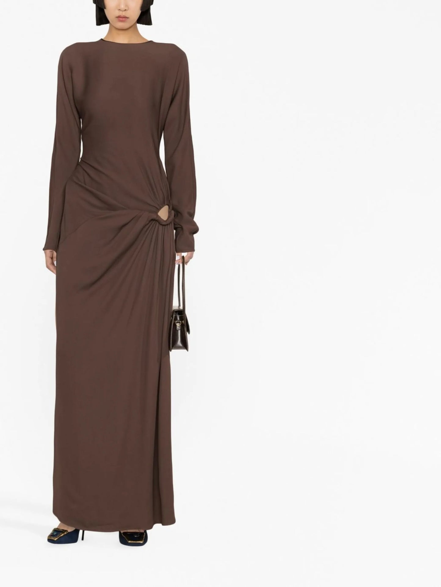 ruched-detail long-sleeved dress