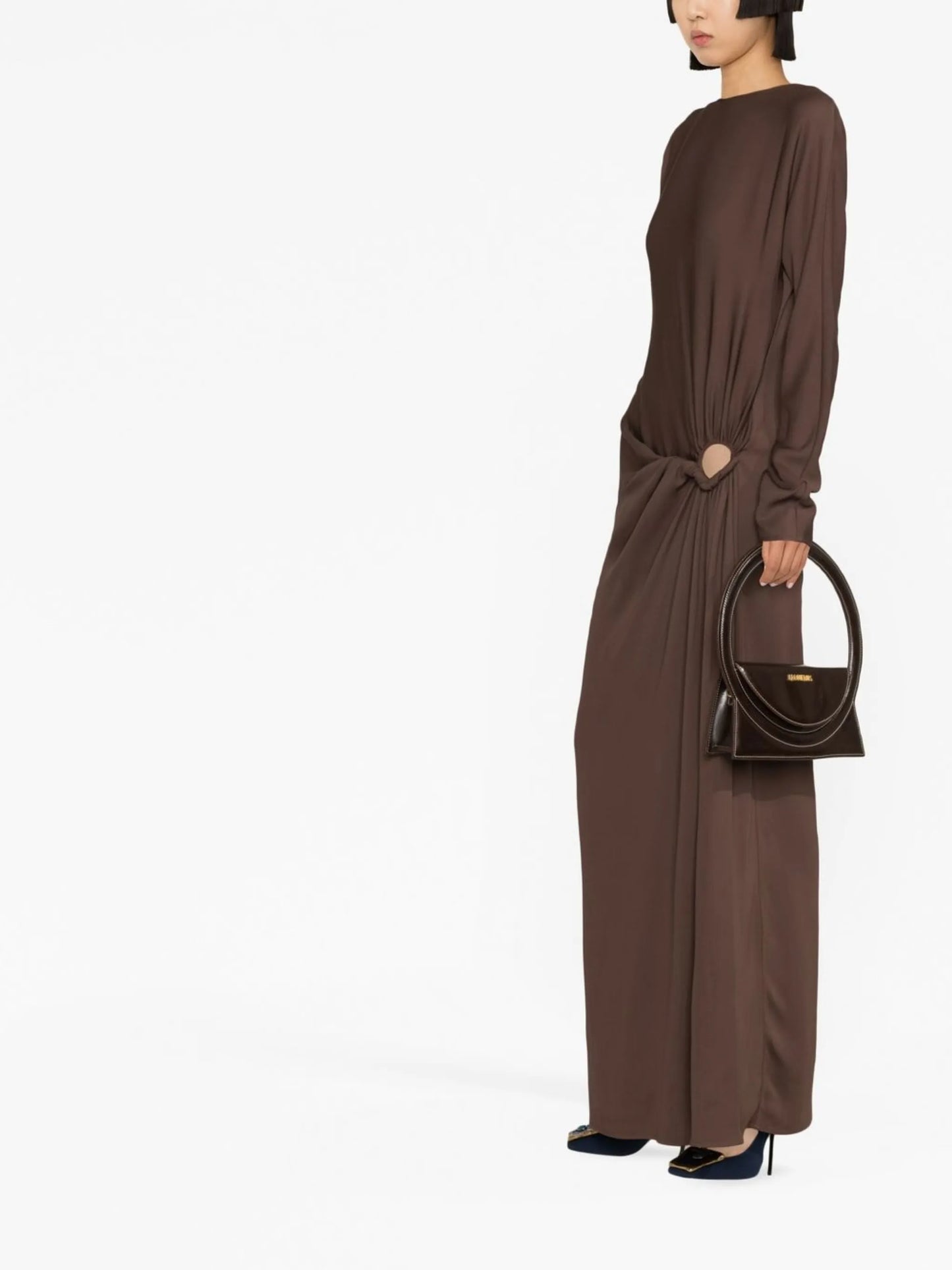 ruched-detail long-sleeved dress