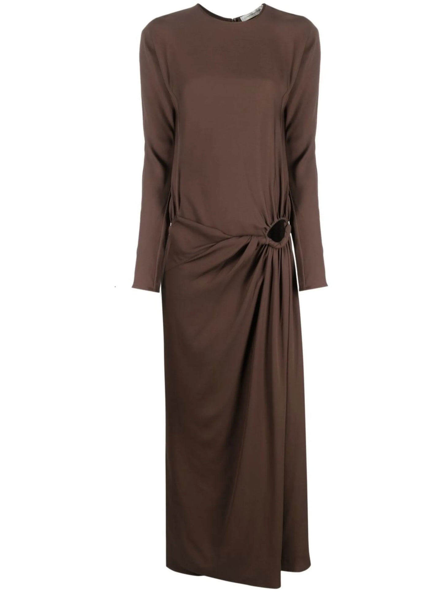 ruched-detail long-sleeved dress