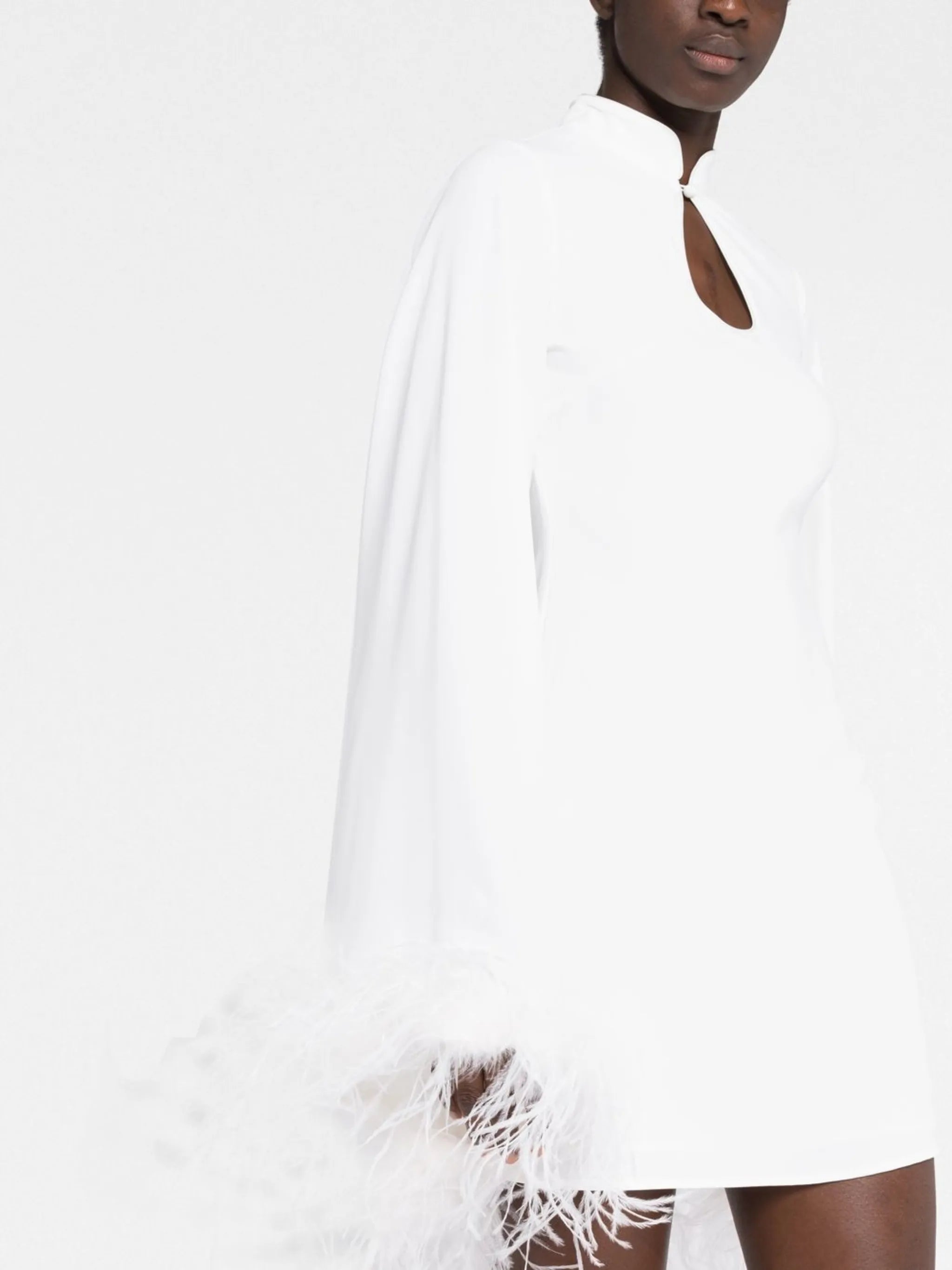 Genevieve feather-trimmed dress