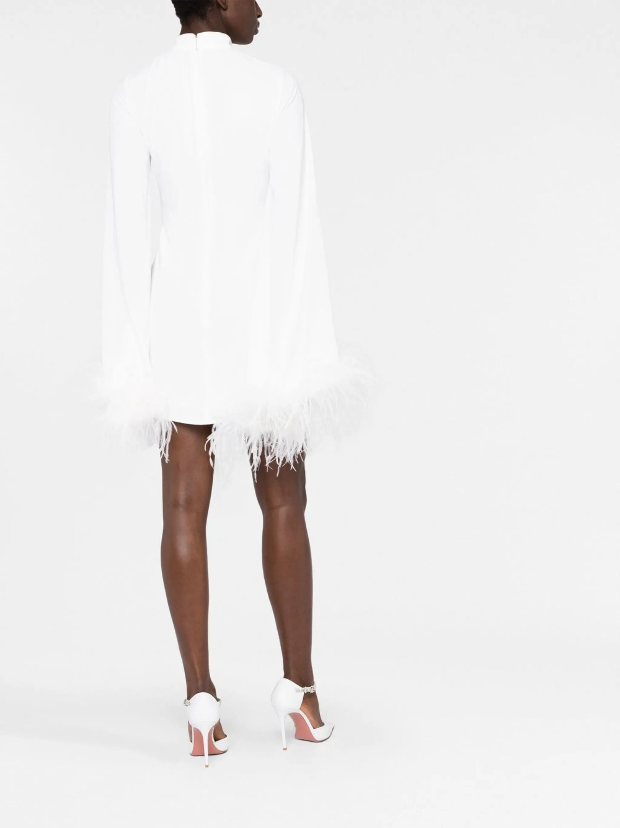 Genevieve feather-trimmed dress