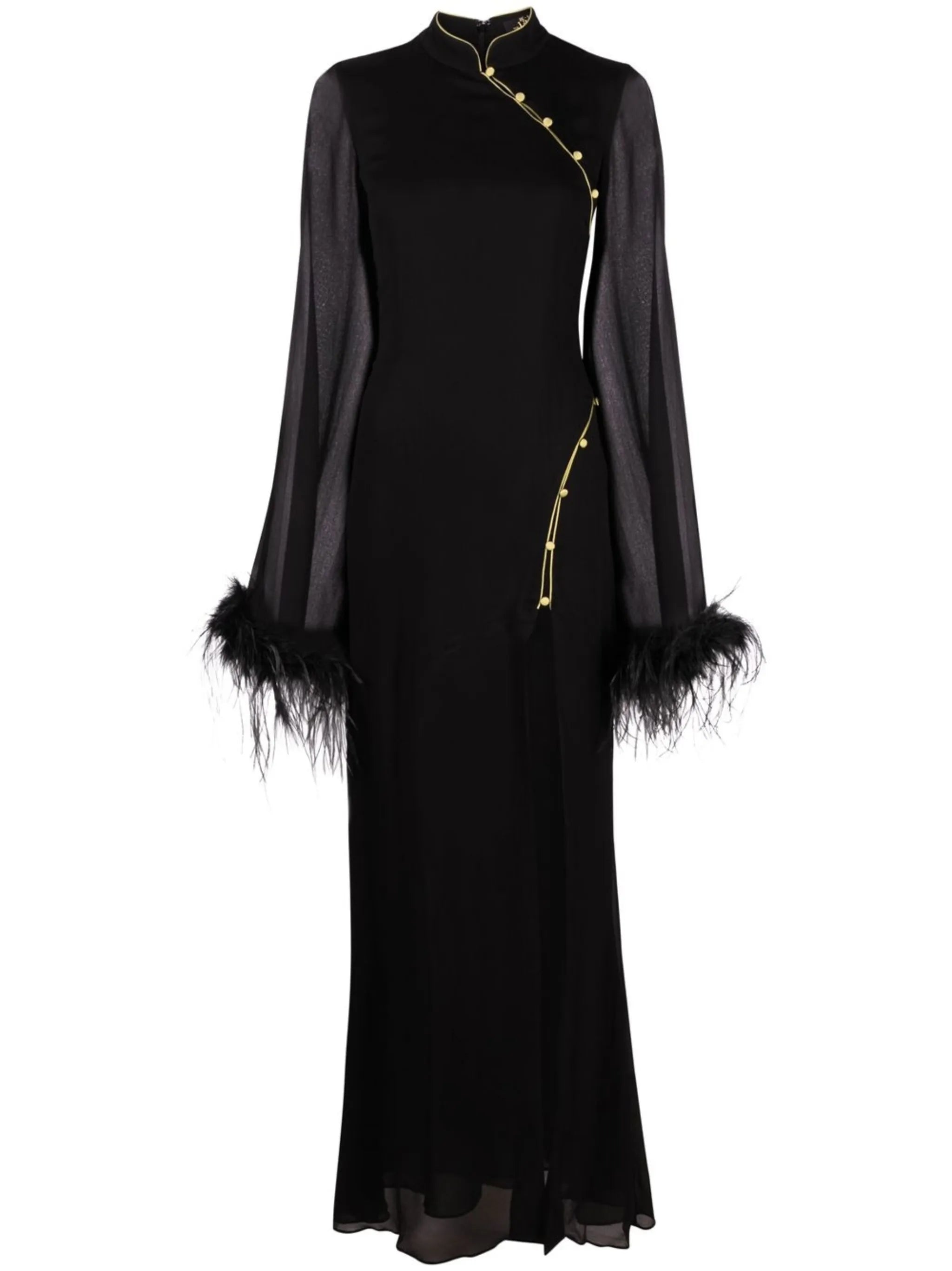 Lisa Marie feather-trim gown