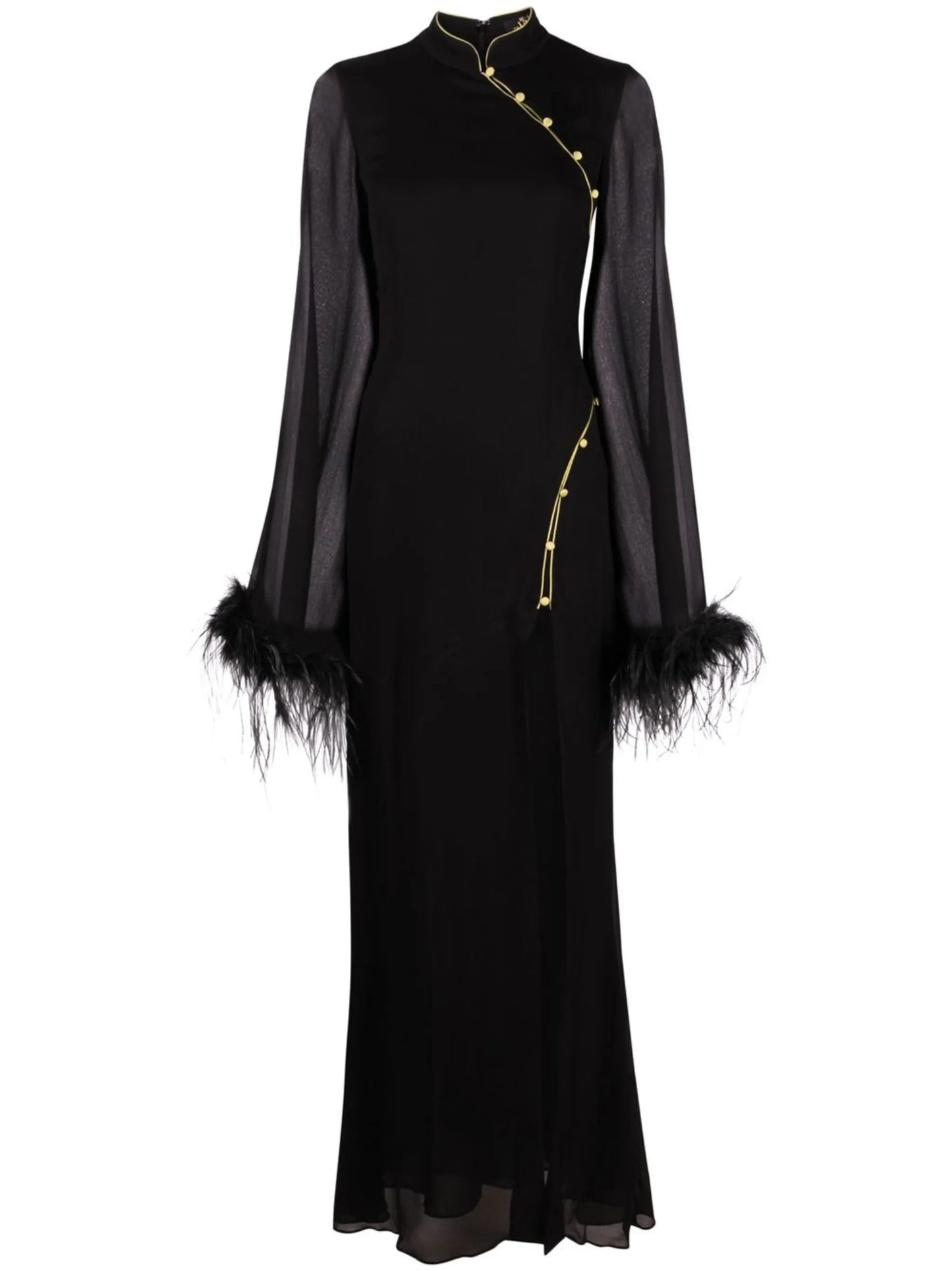 Lisa Marie feather-trim gown