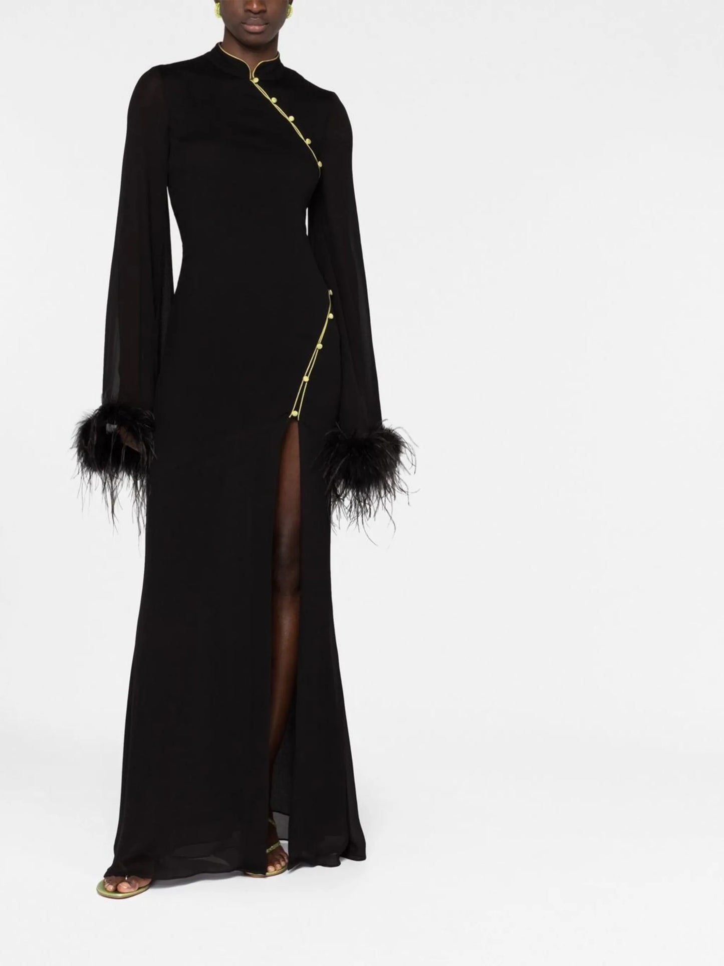 Lisa Marie feather-trim gown
