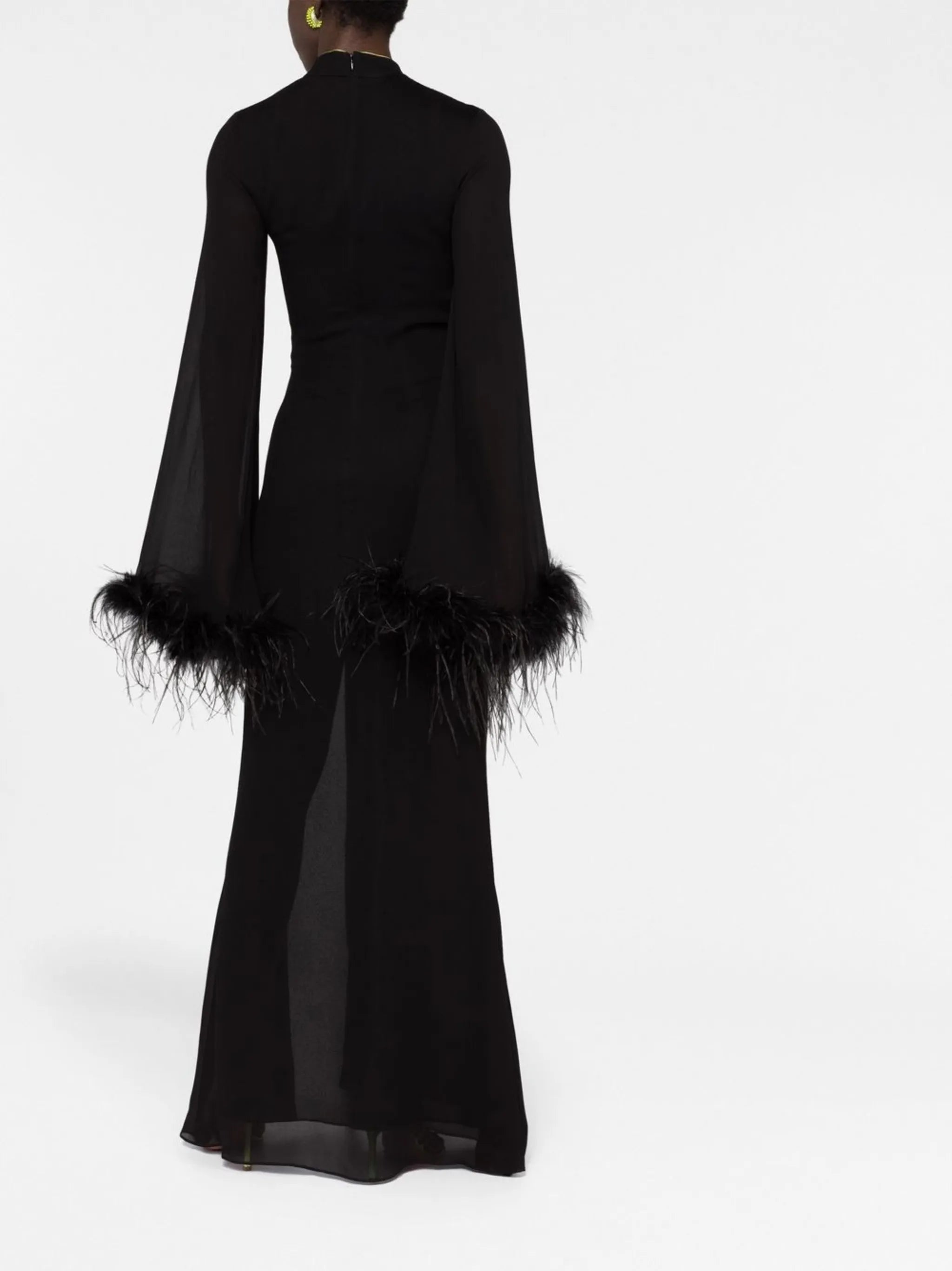 Lisa Marie feather-trim gown
