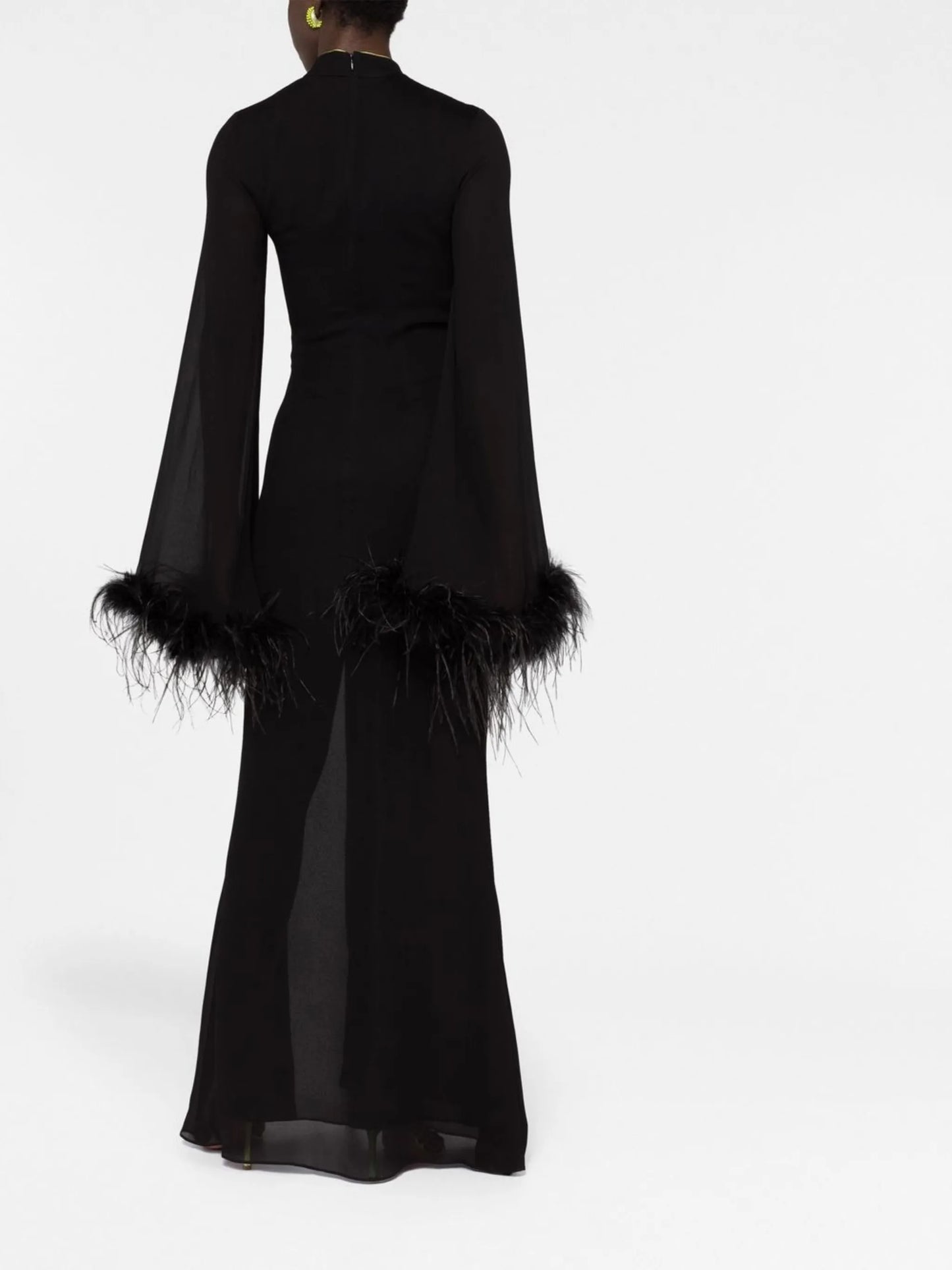 Lisa Marie feather-trim gown