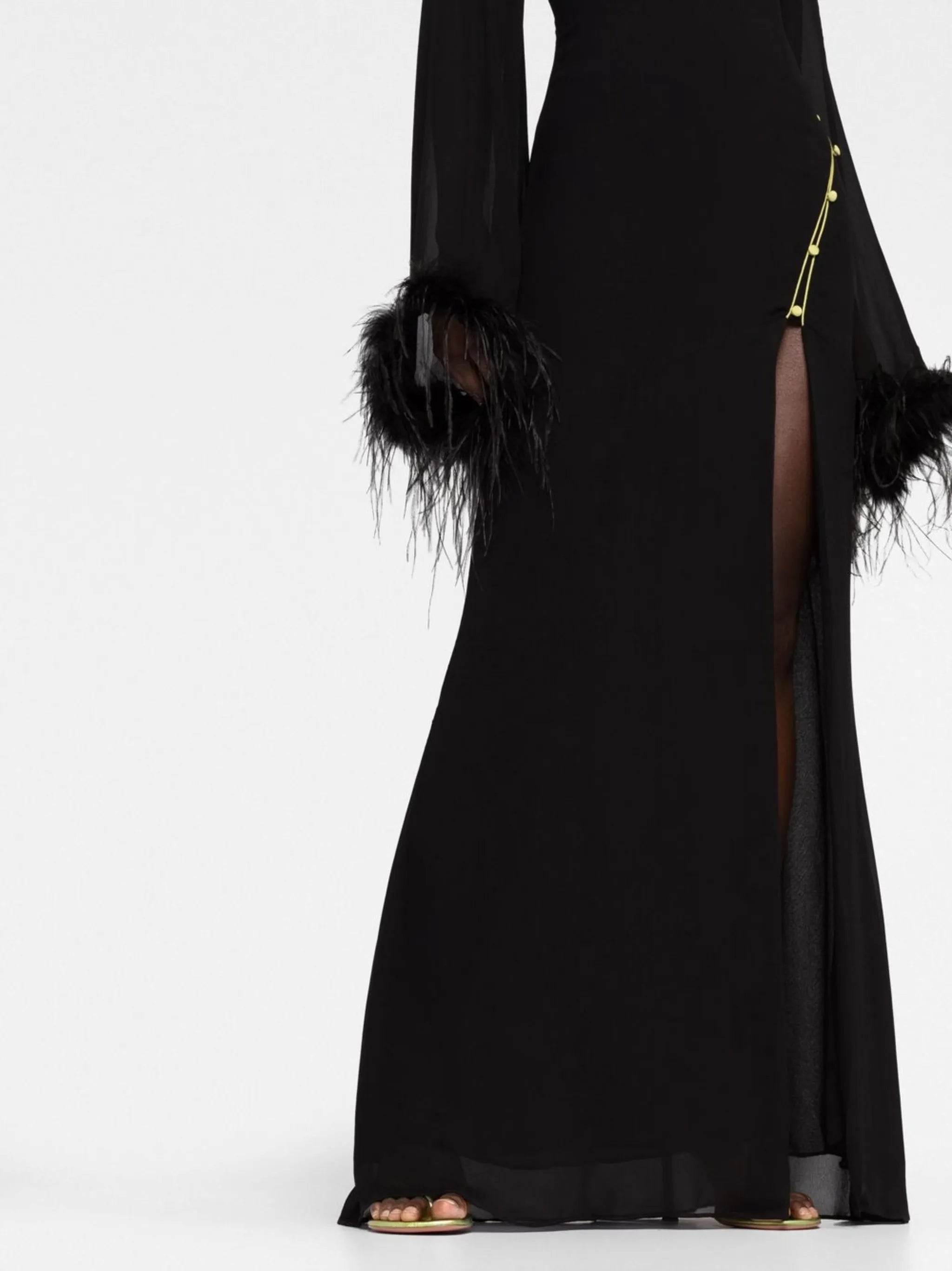 Lisa Marie feather-trim gown