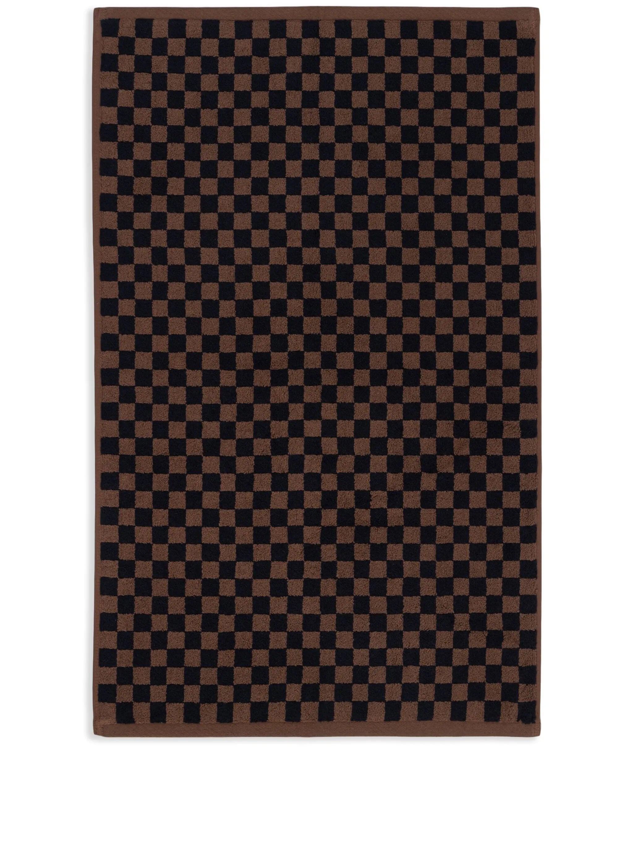 checkerboard-print bath mat