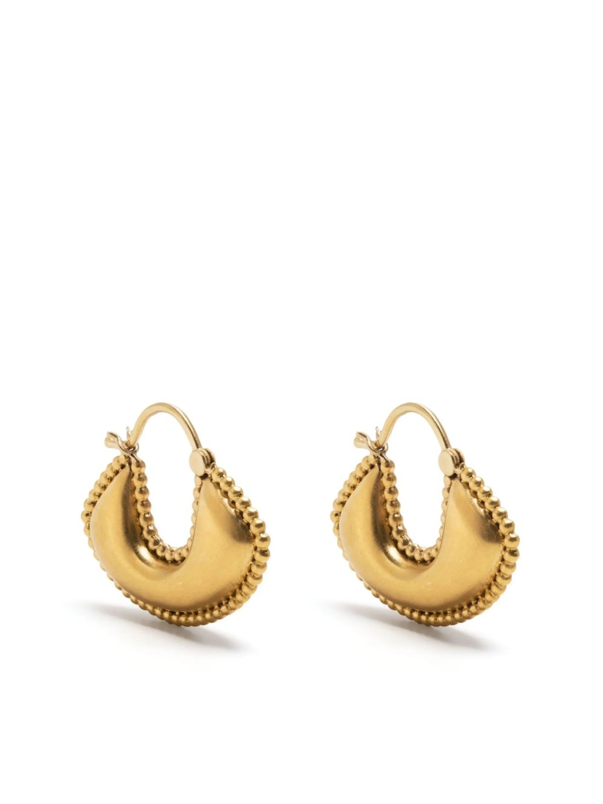 22kt yellow gold Granulated Boat large hoop earrings