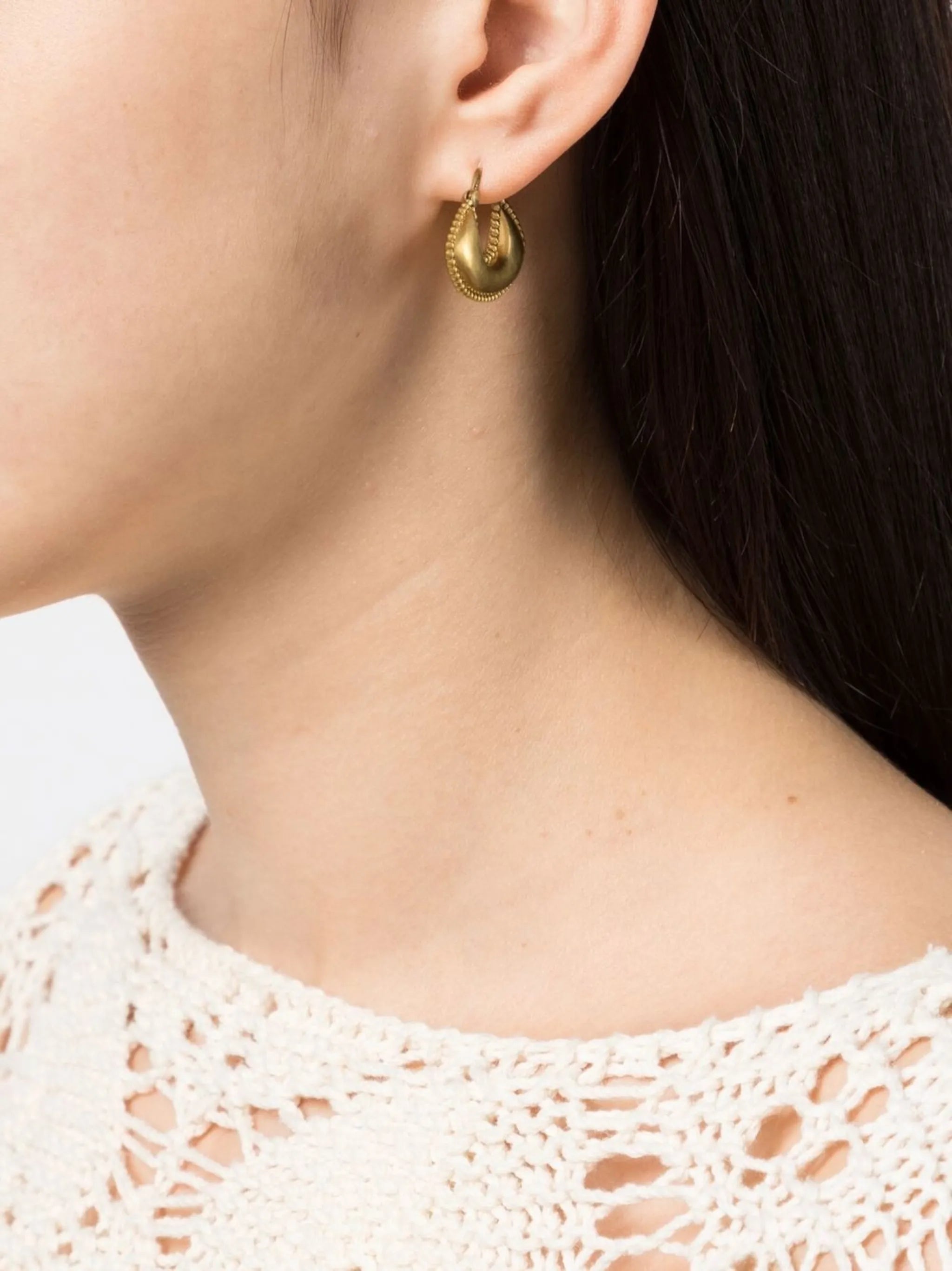 22kt yellow gold Granulated Boat large hoop earrings