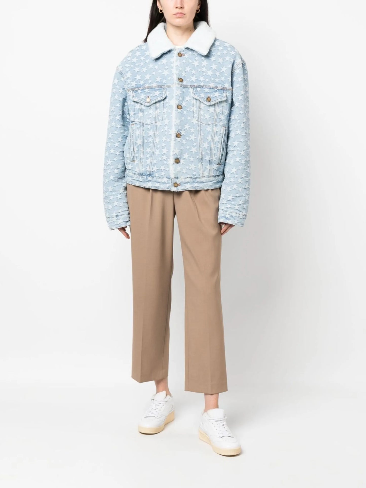 star-jacquard denim jacket