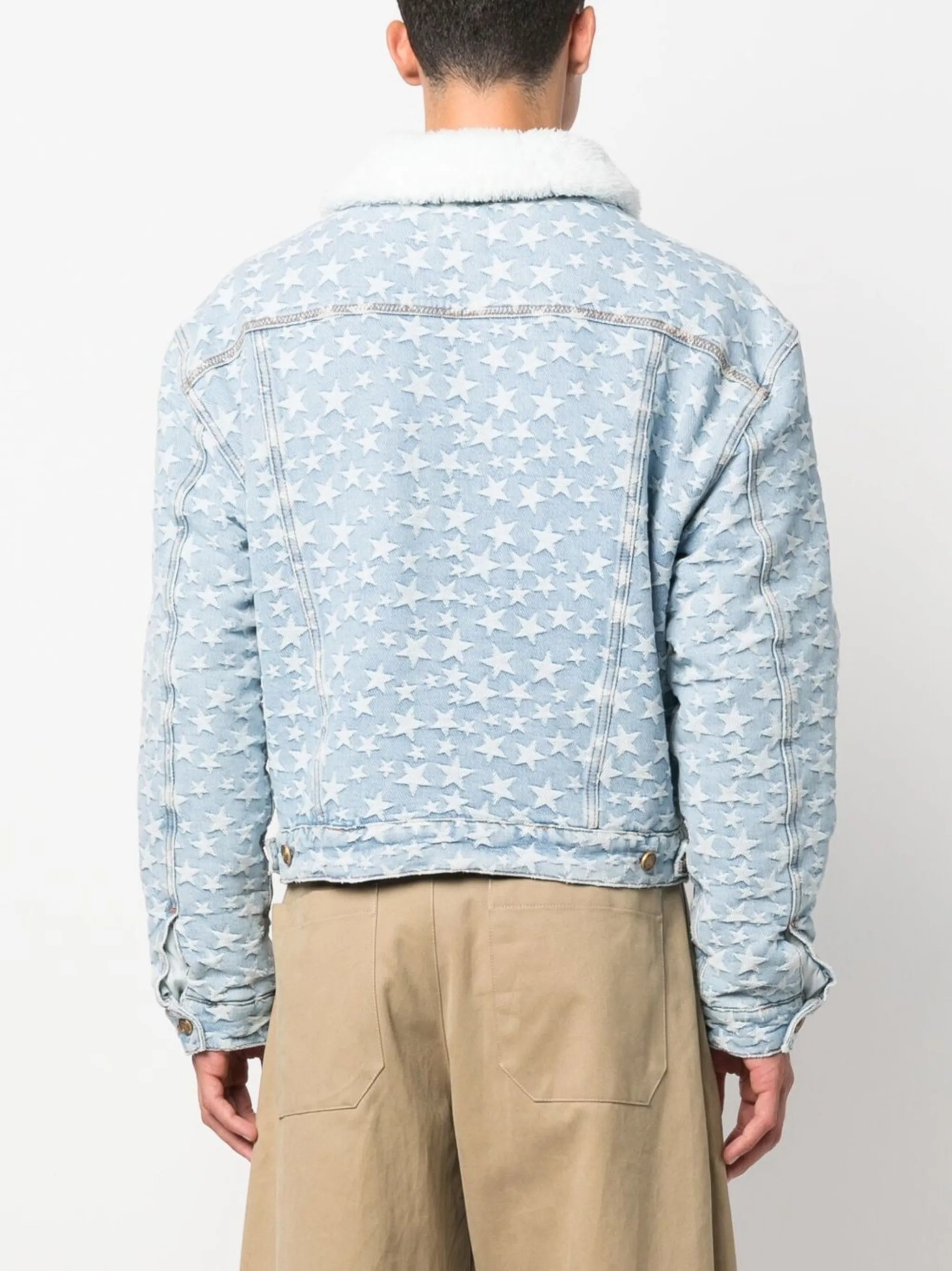 star-jacquard denim jacket