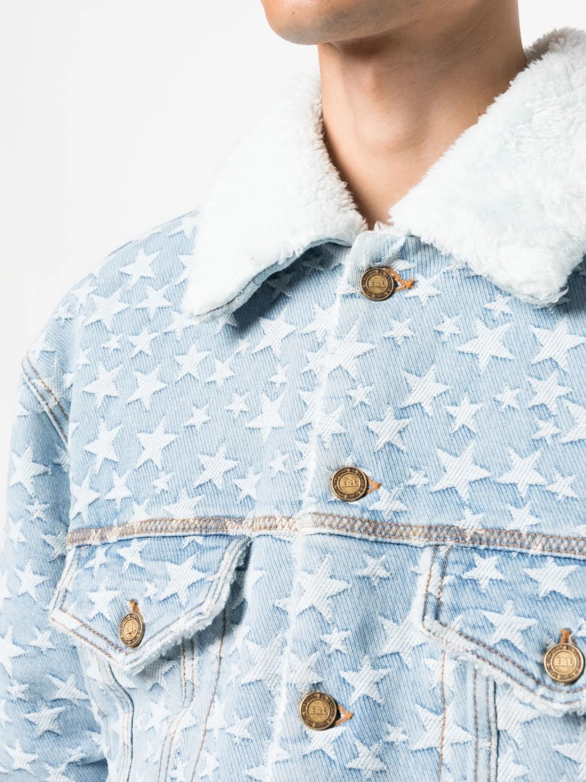 star-jacquard denim jacket
