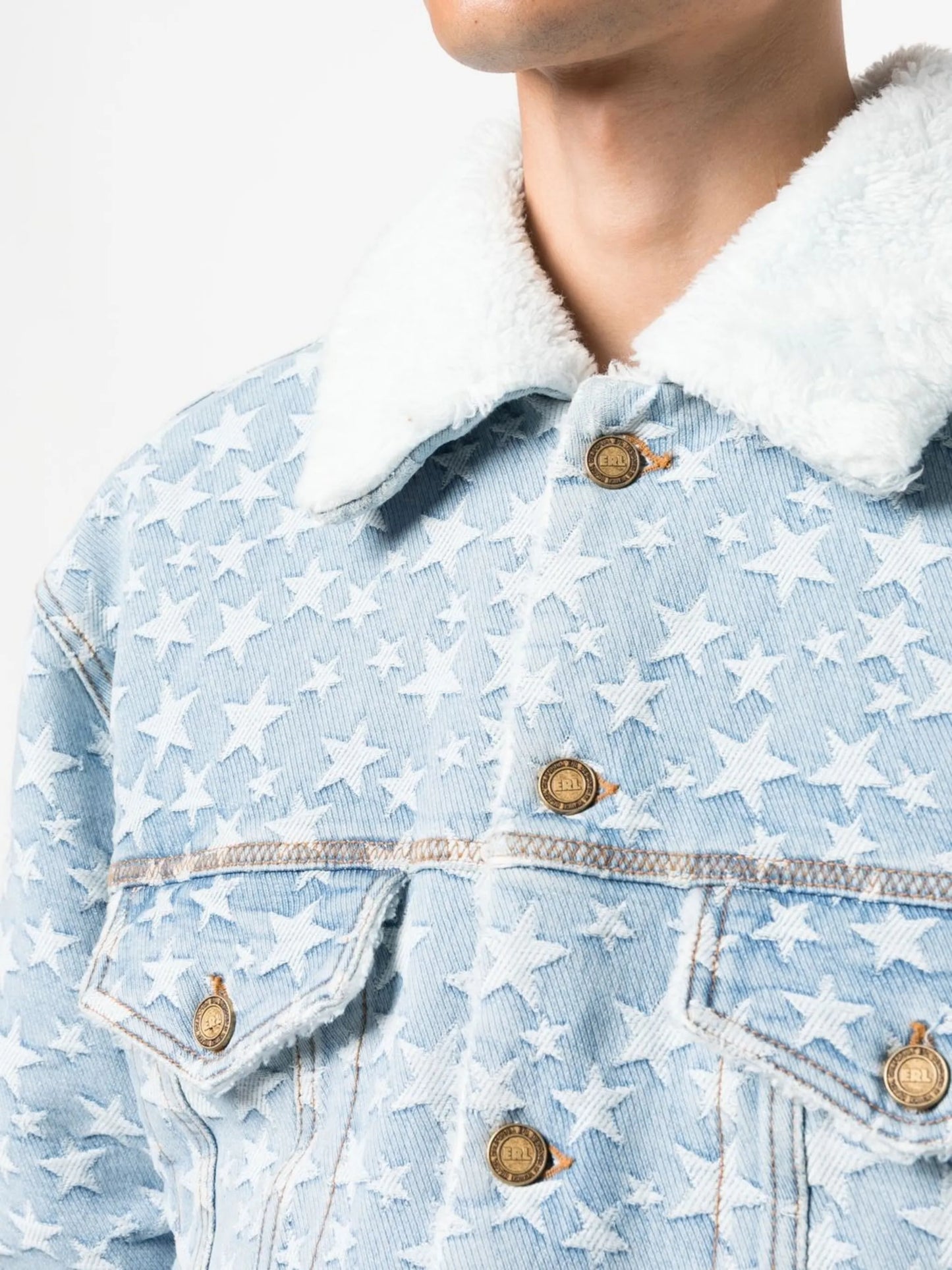 star-jacquard denim jacket