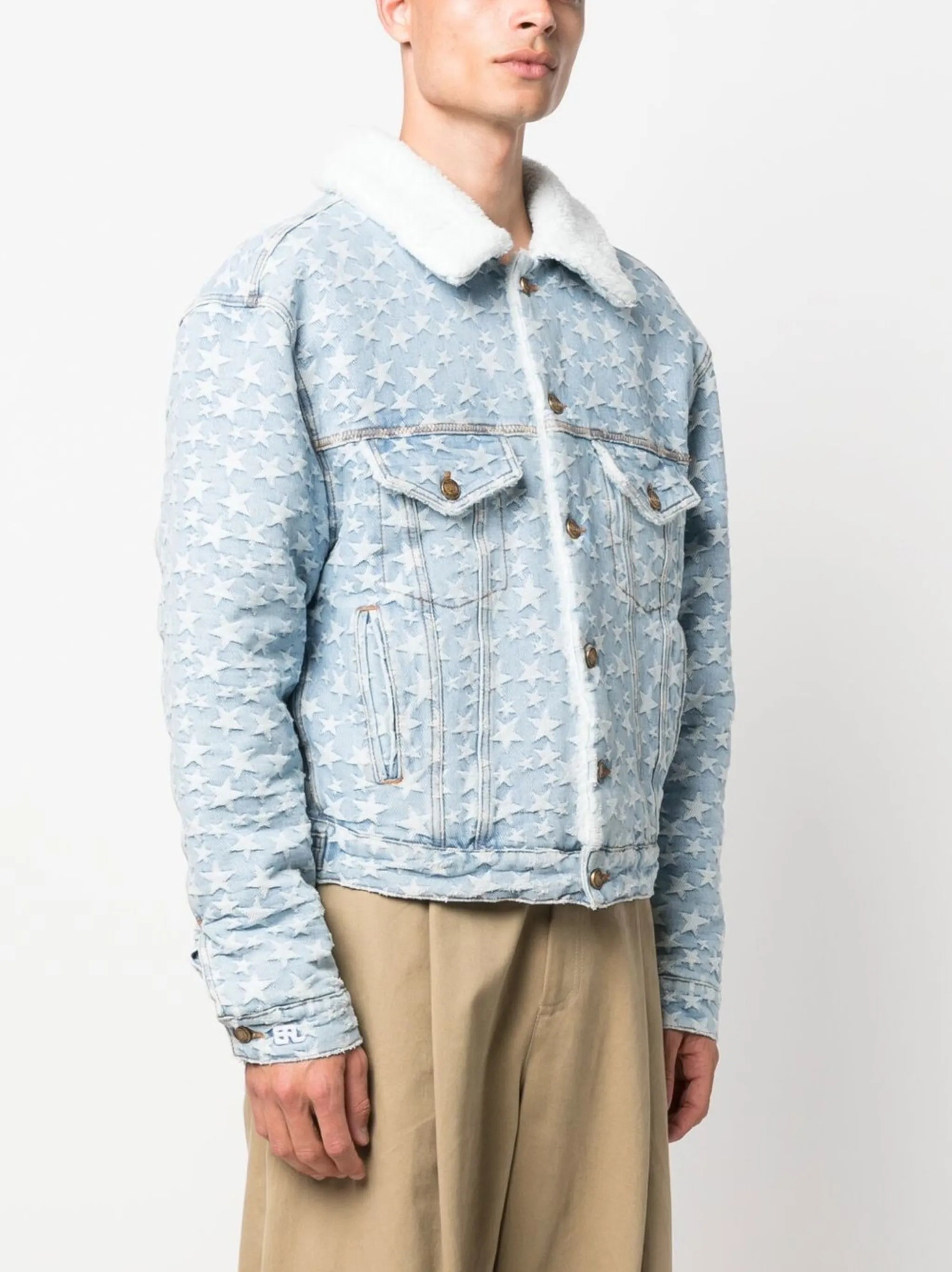star-jacquard denim jacket