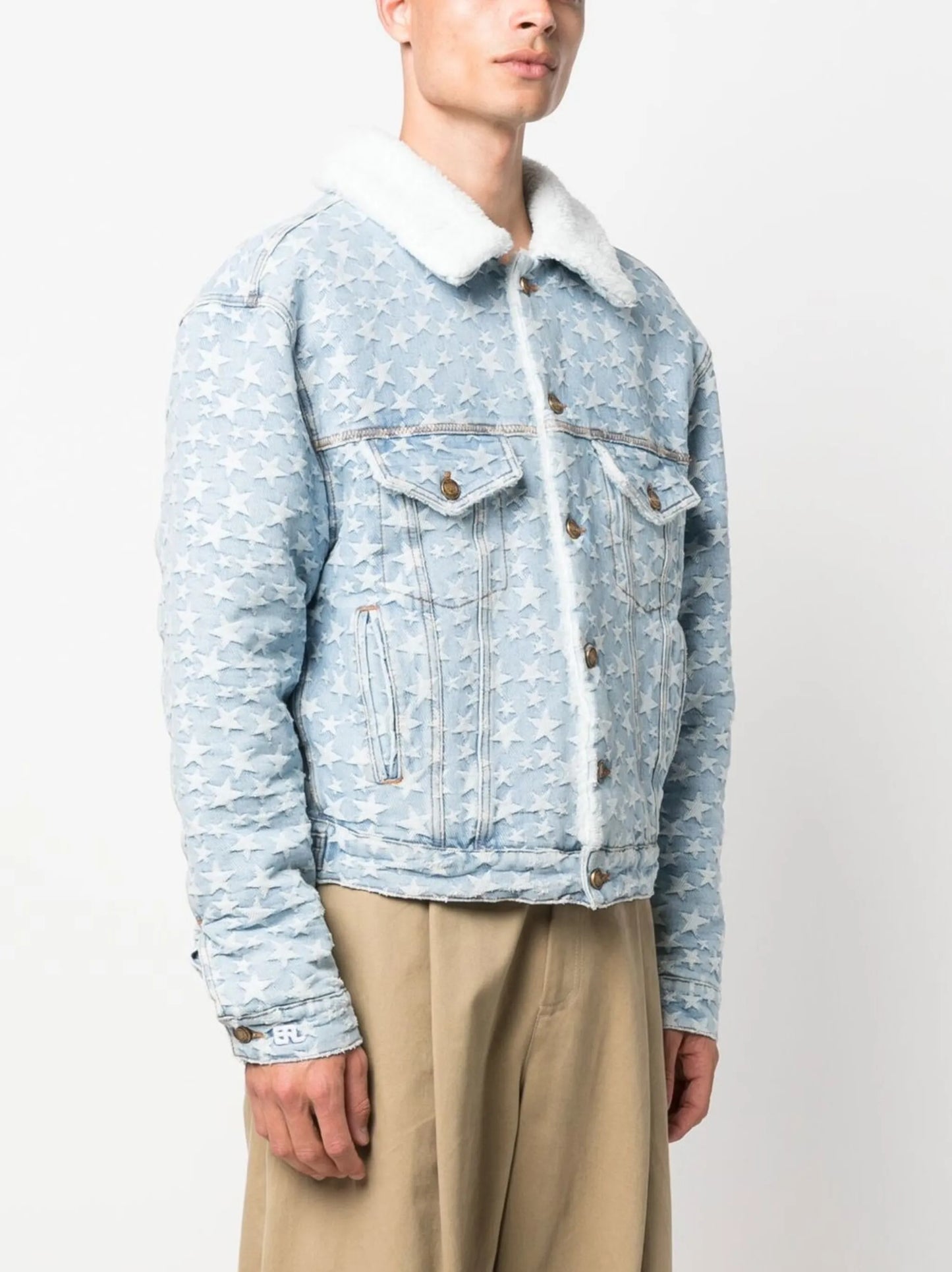 star-jacquard denim jacket
