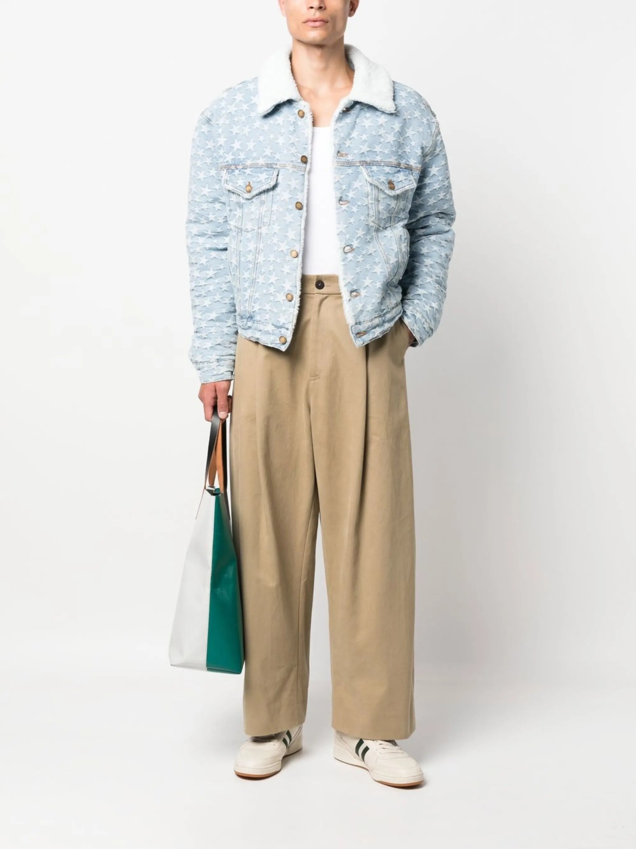 star-jacquard denim jacket