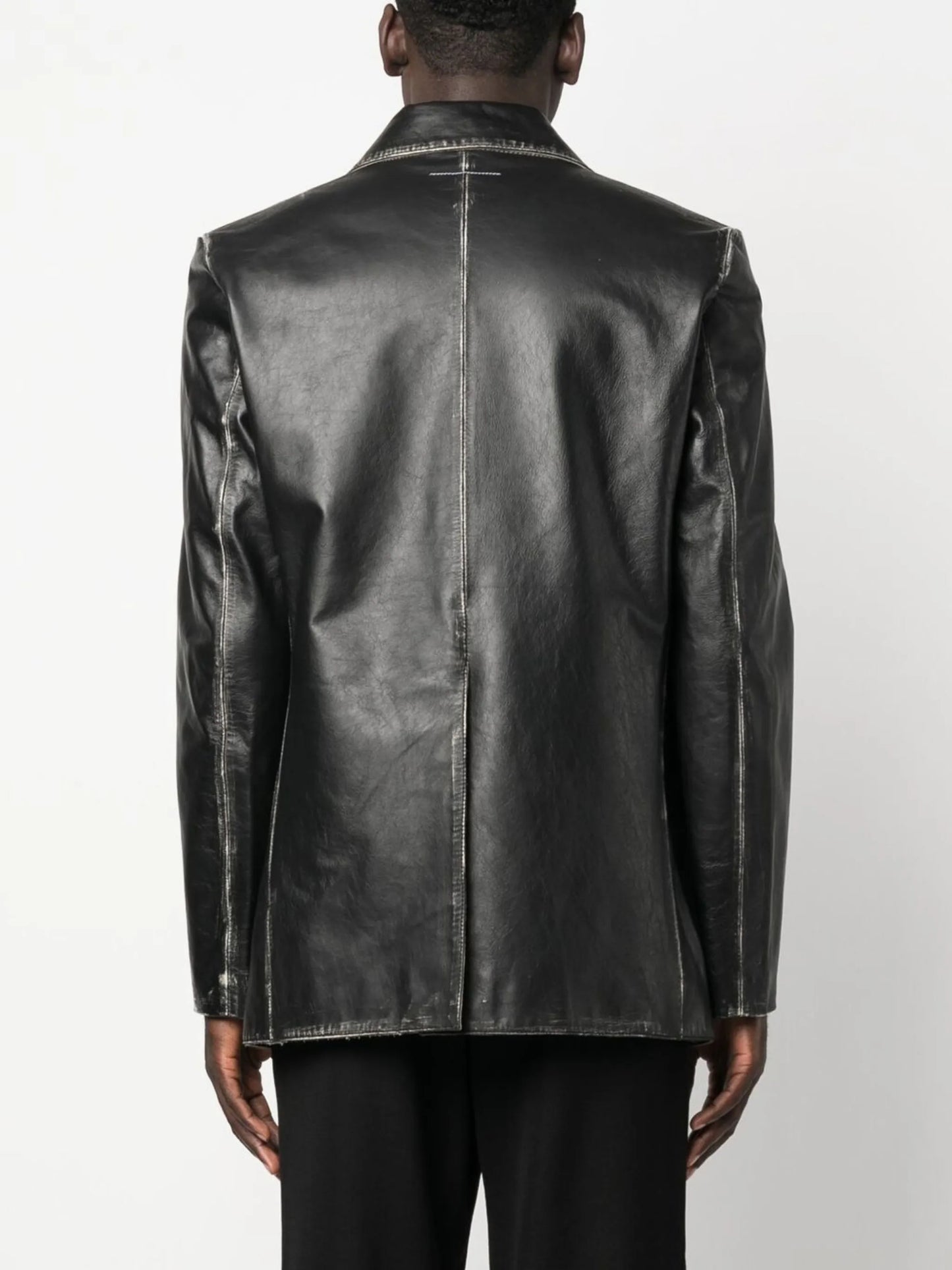 single-breasted leather blazer