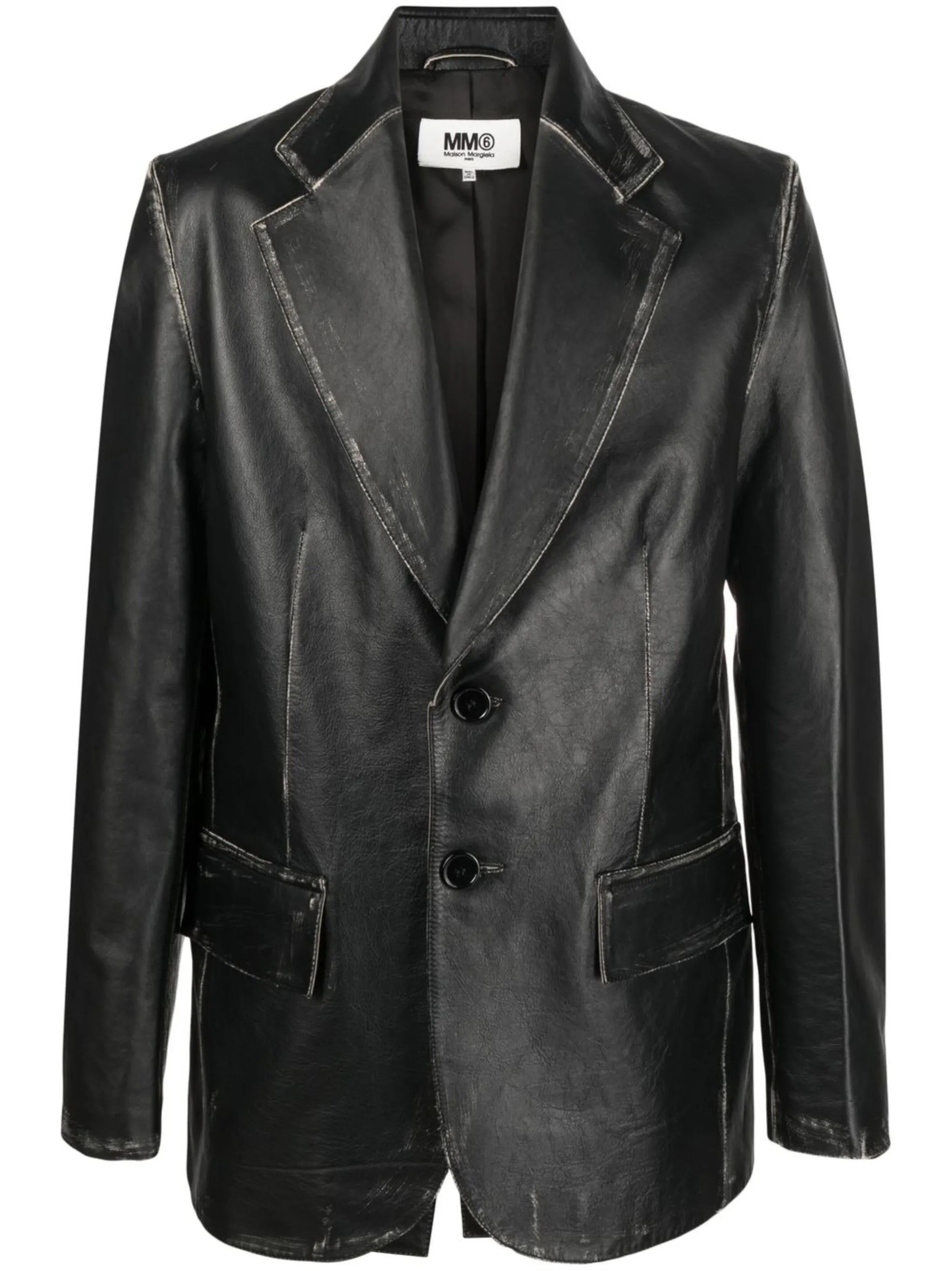single-breasted leather blazer