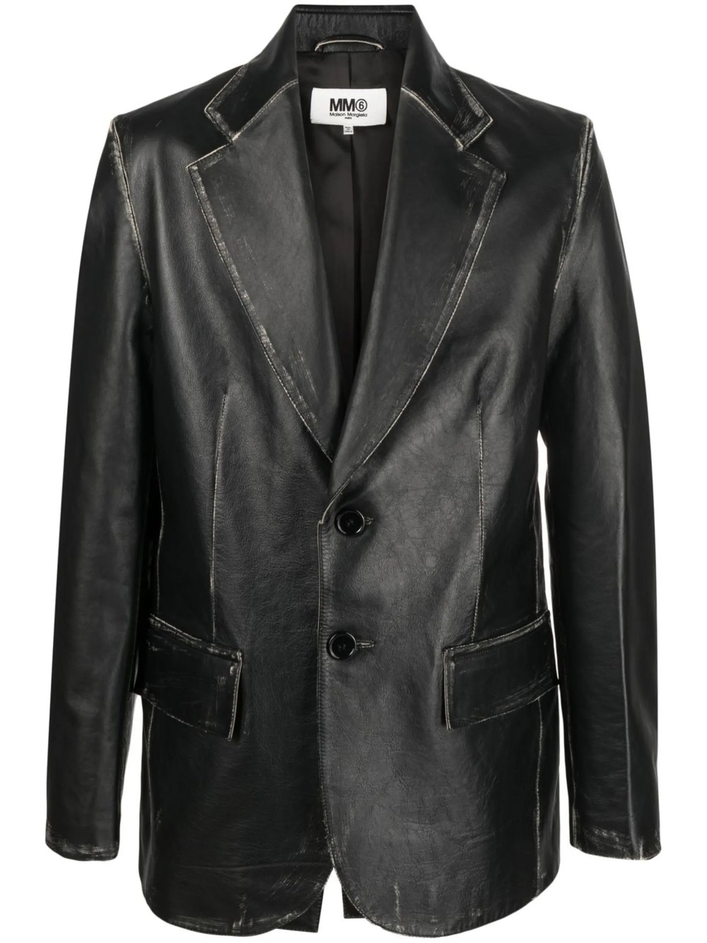 single-breasted leather blazer