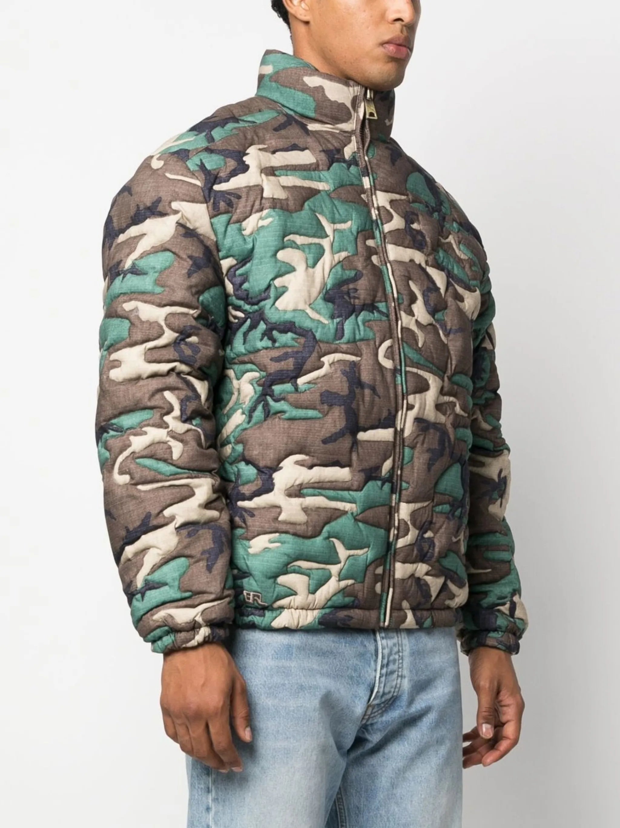 camouflage-print padded jacket
