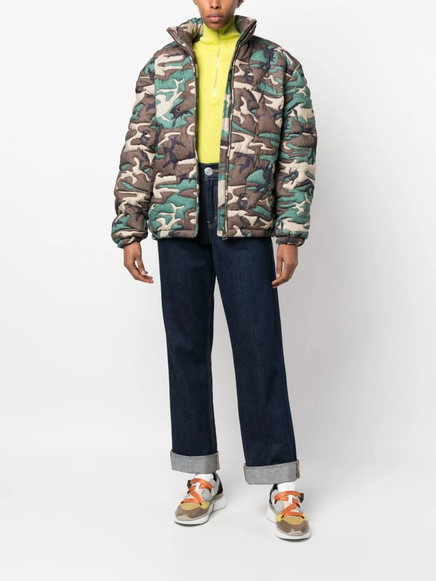 camouflage-print padded jacket
