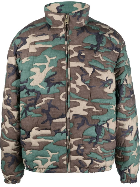 camouflage-print padded jacket