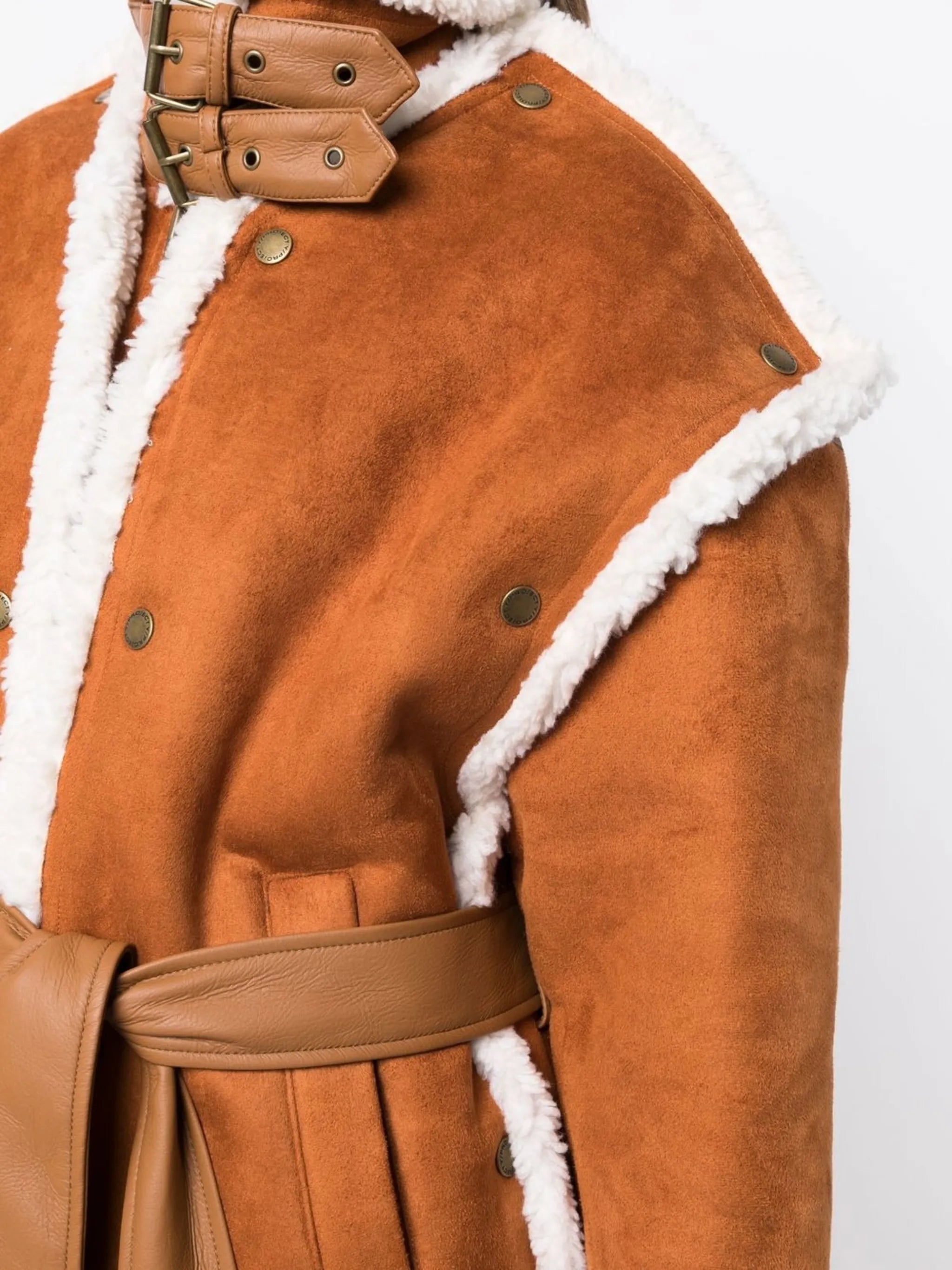 faux-suede belted coat